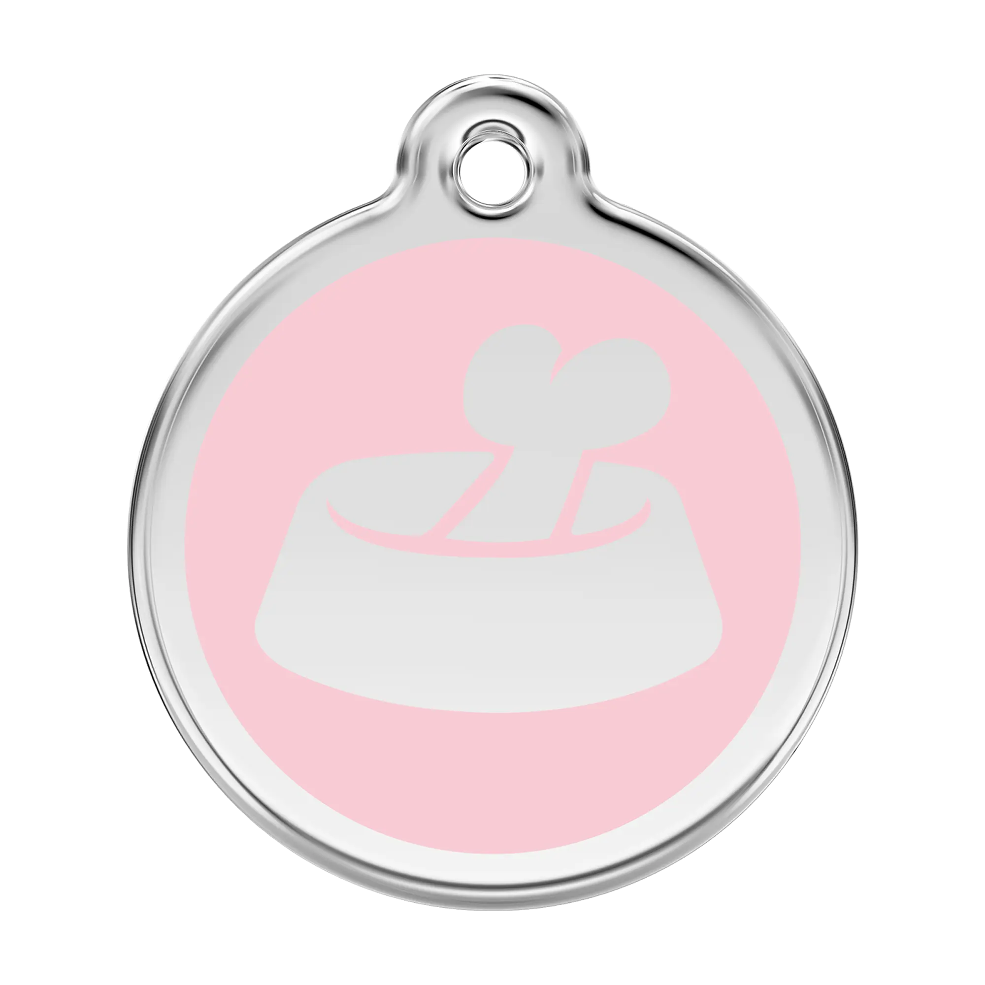 Bone in Bowl in Pink Enamel & Stainless Steel pet tag