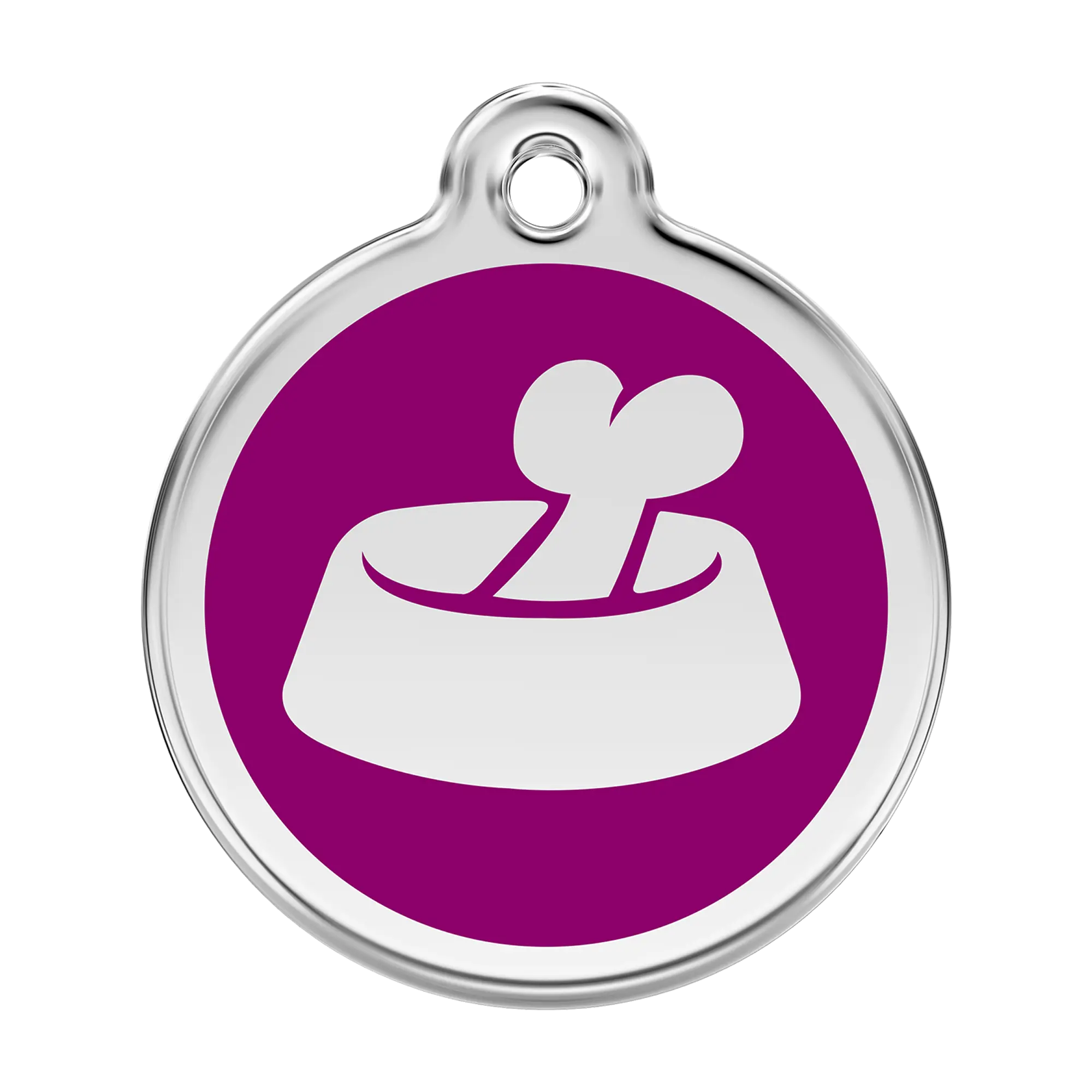 Bone in Bowl in Purple Enamel & Stainless Steel pet tag