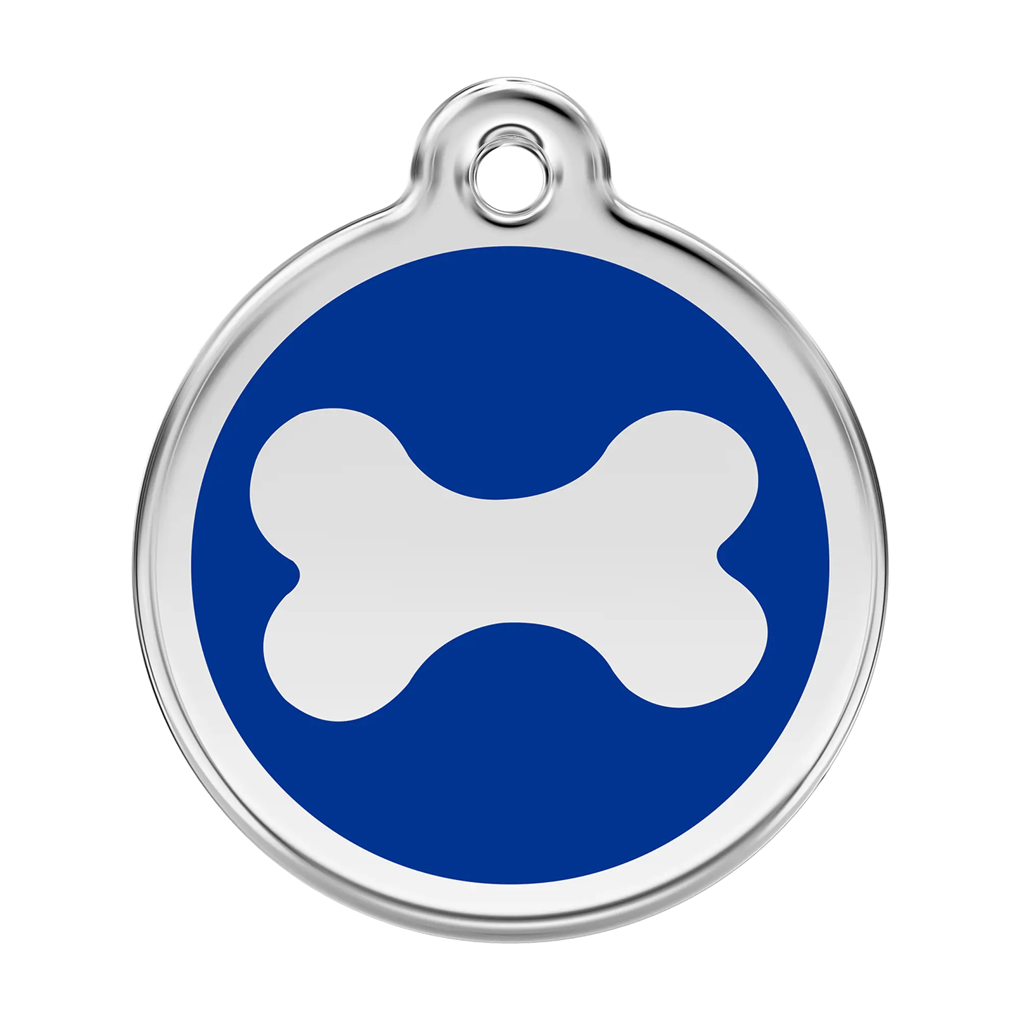 Bone in Dark Blue Enamel & Stainless Steel pet tag