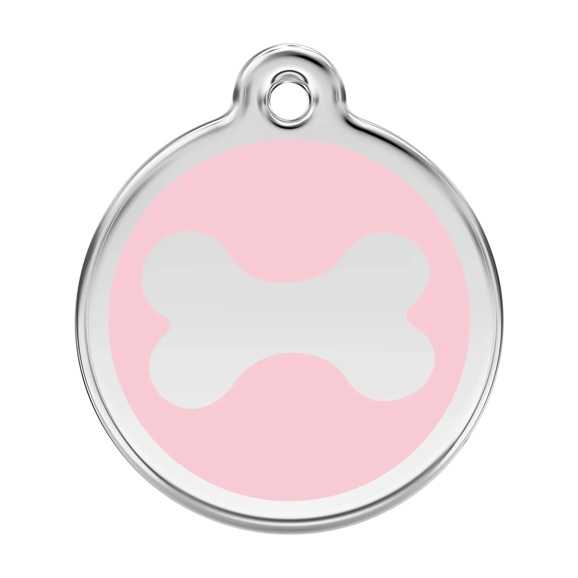 Bone in Pink Enamel & Stainless Steel pet tag