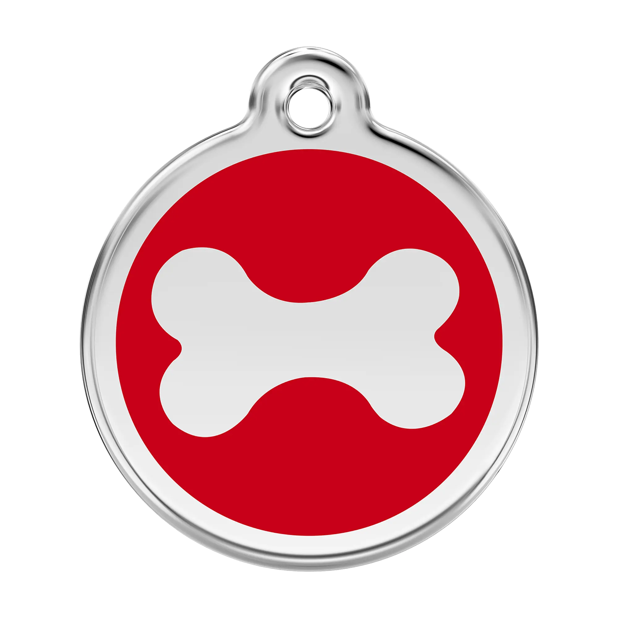 Bone in Red Enamel & Stainless Steel pet tag