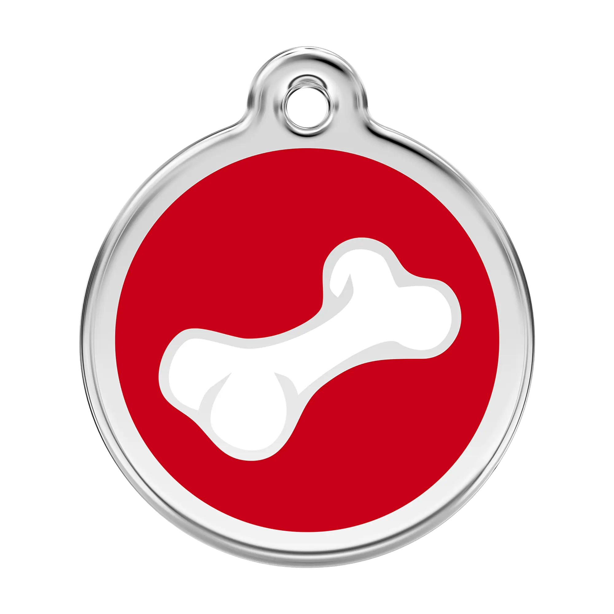 Cartoon Bone in Red Enamel & Stainless Steel pet tag