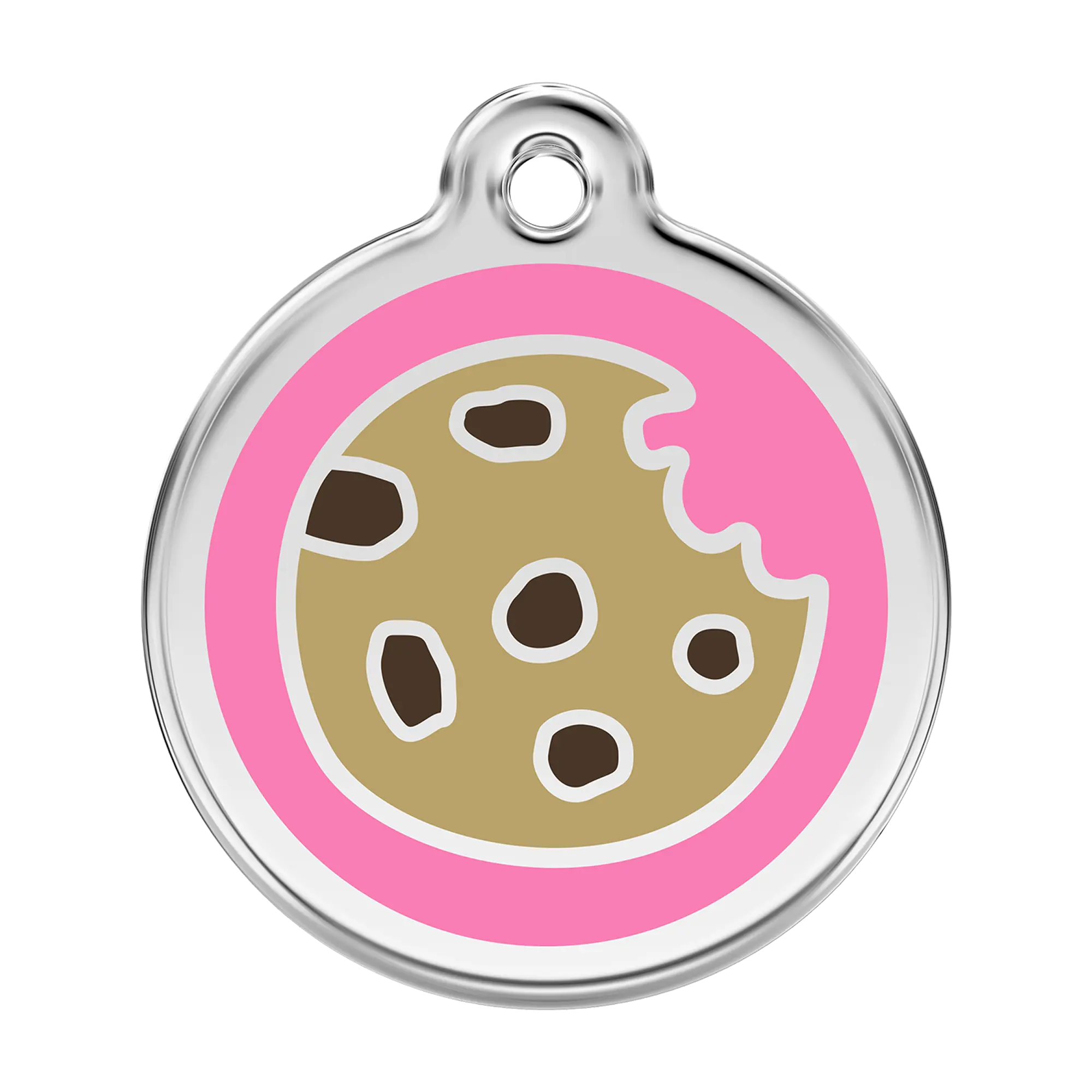 Cookie in Pink Enamel & Stainless Steel pet tag