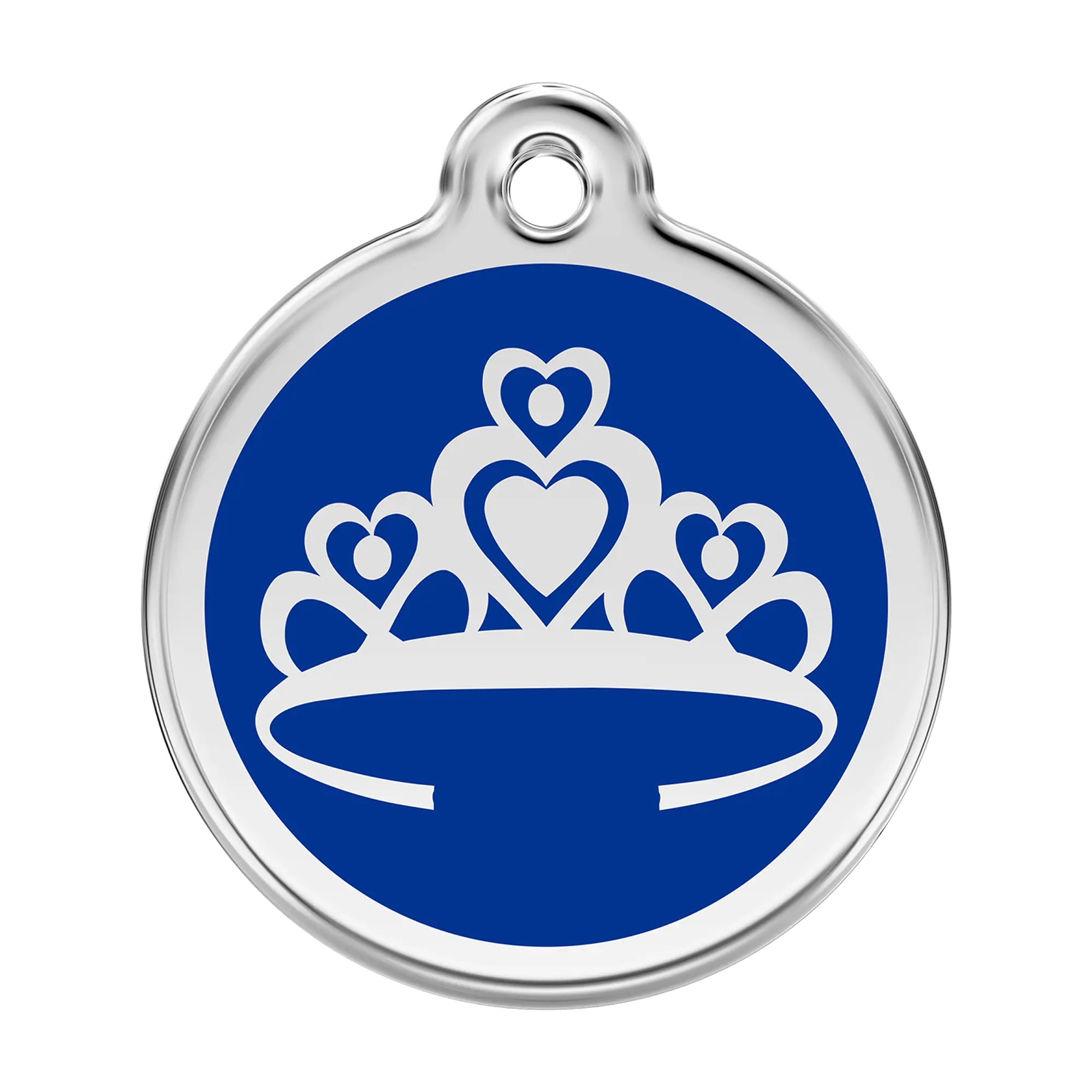 Crown in Dark Blue Enamel & Stainless Steel pet tag
