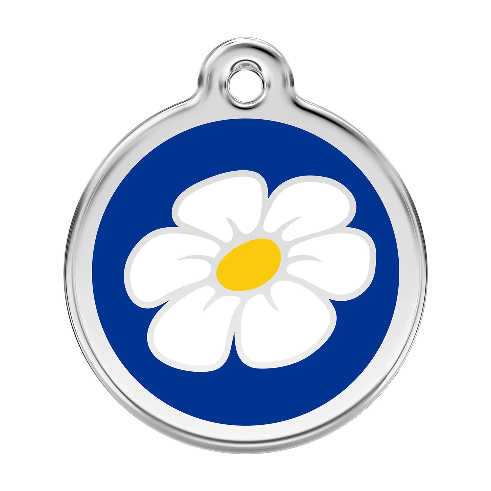 Daisy in Dark Blue Enamel & Stainless Steel pet tag