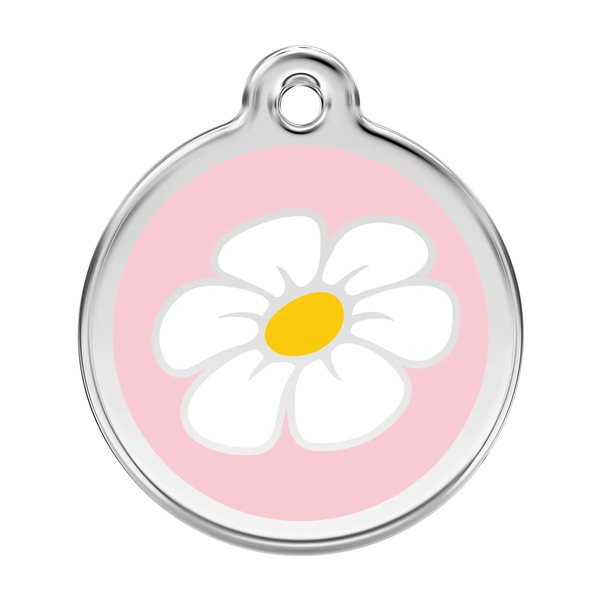 Daisy in Pink Enamel & Stainless Steel pet tag