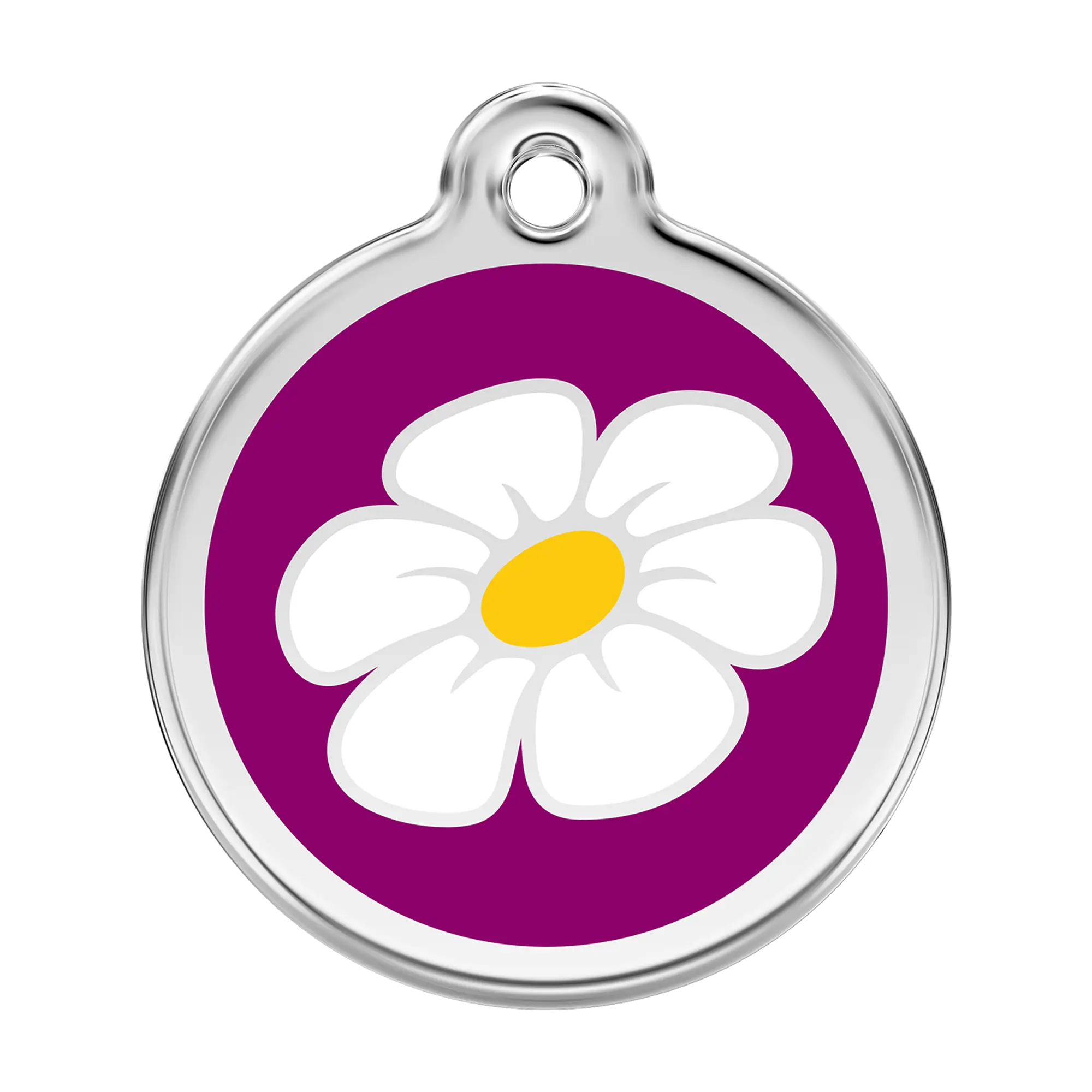 Daisy in Purple Enamel & Stainless Steel pet tag