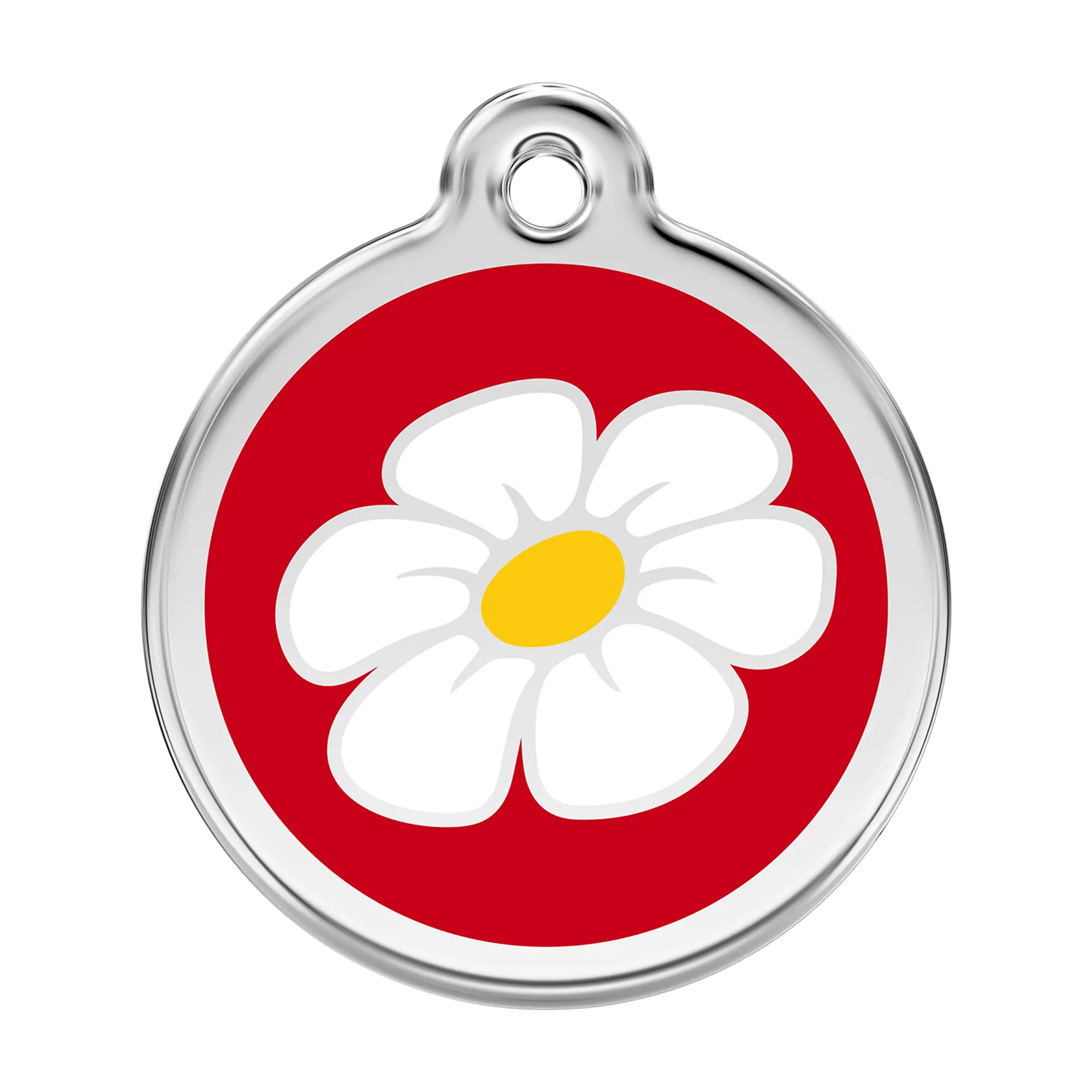 Daisy in Red Enamel & Stainless Steel pet tag