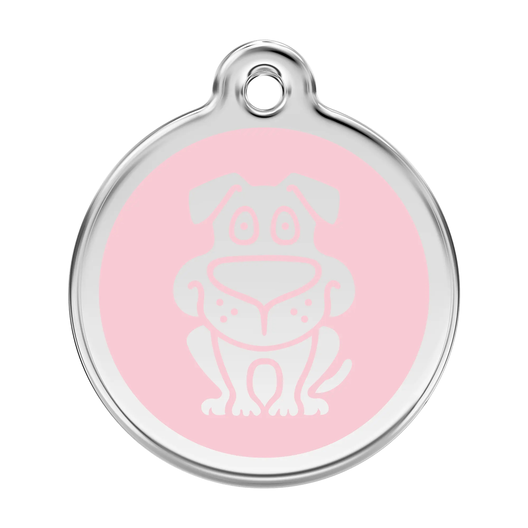Dog in Pink Enamel & Stainless Steel pet tag