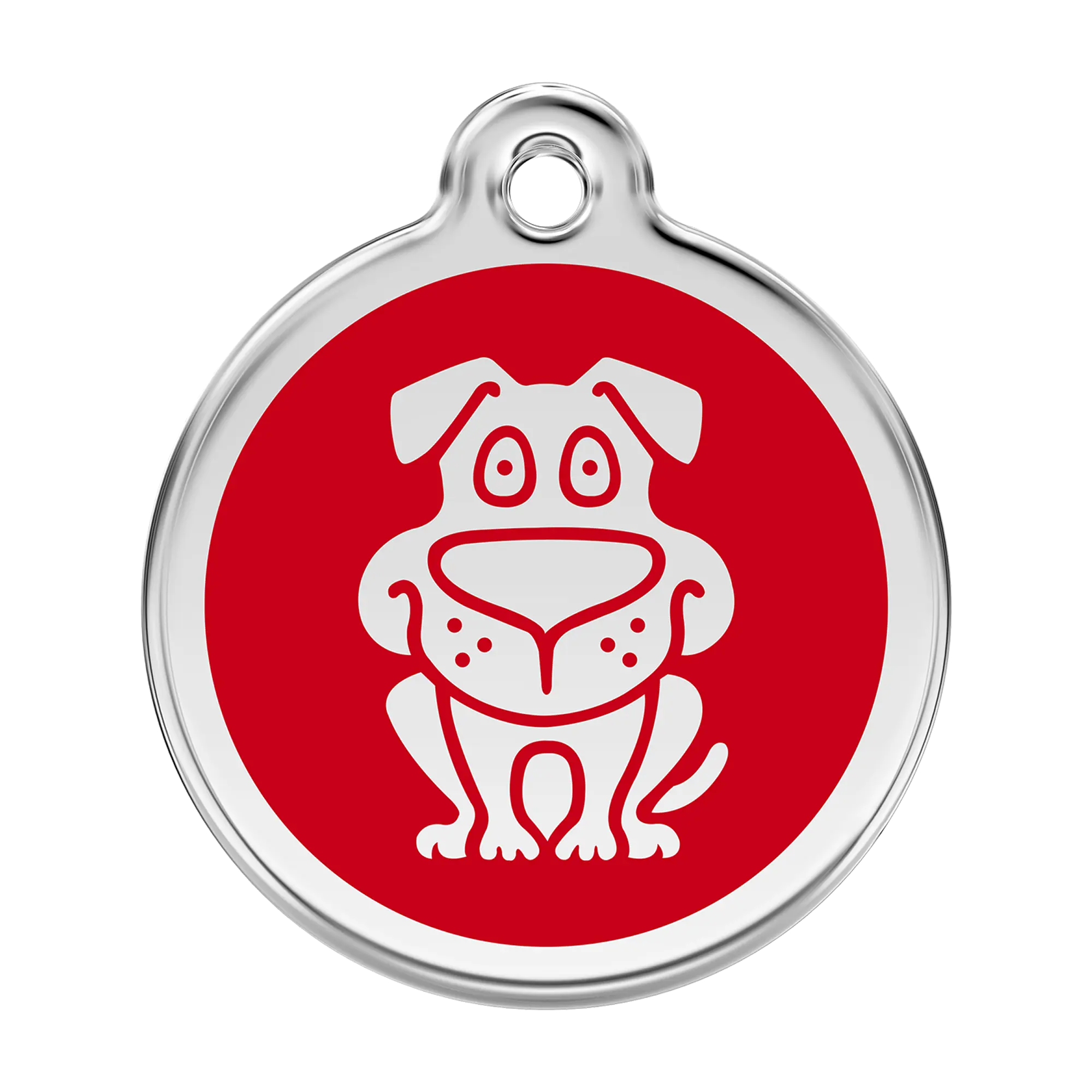 Dog in Red Enamel & Stainless Steel pet tag