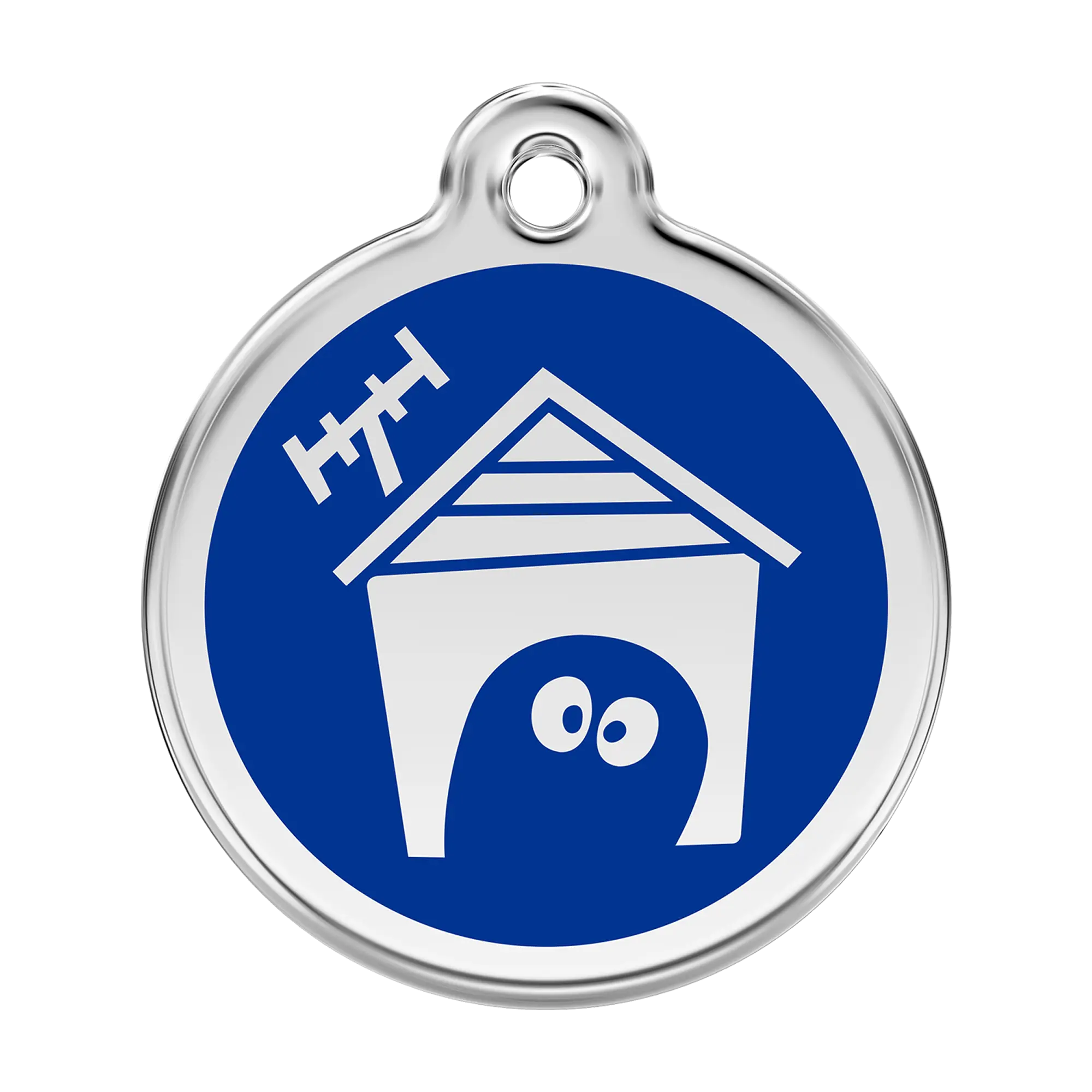 Dog House in Dark Blue Enamel & Stainless Steel pet tag