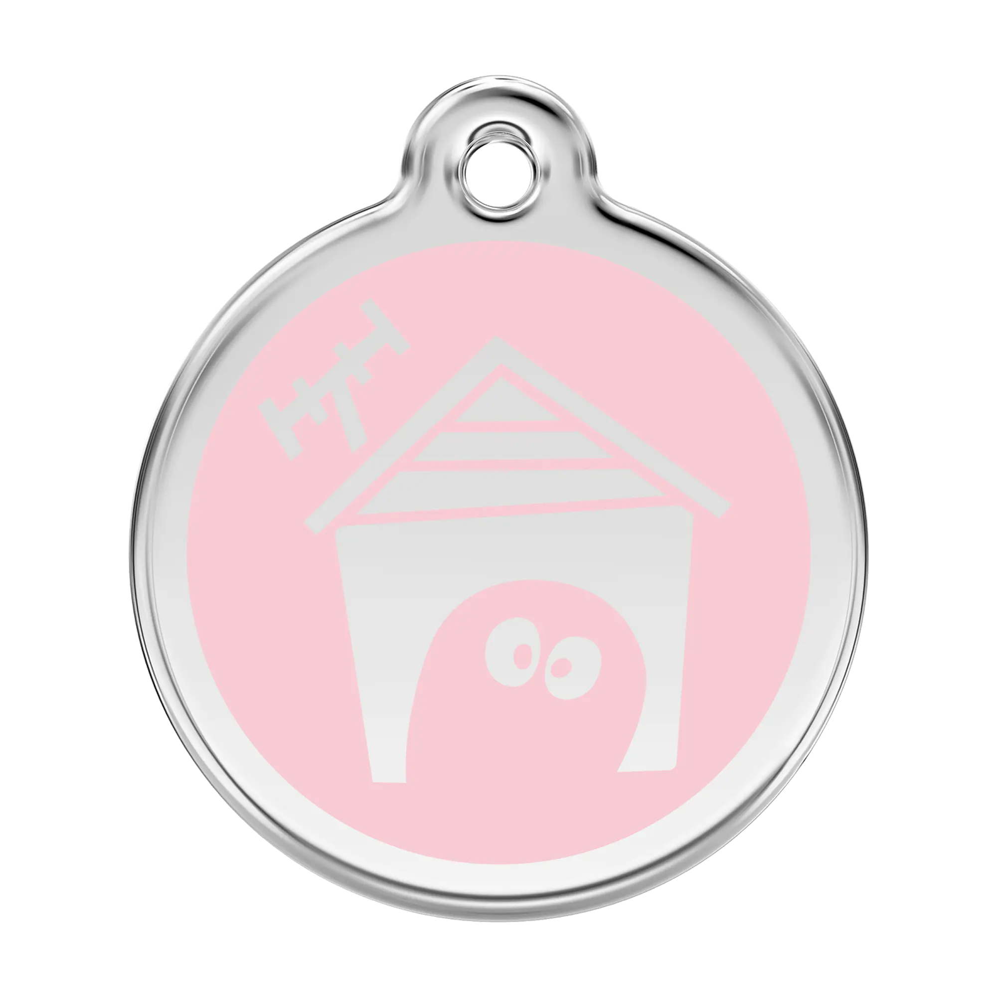 Dog House in Pink Enamel & Stainless Steel pet tag