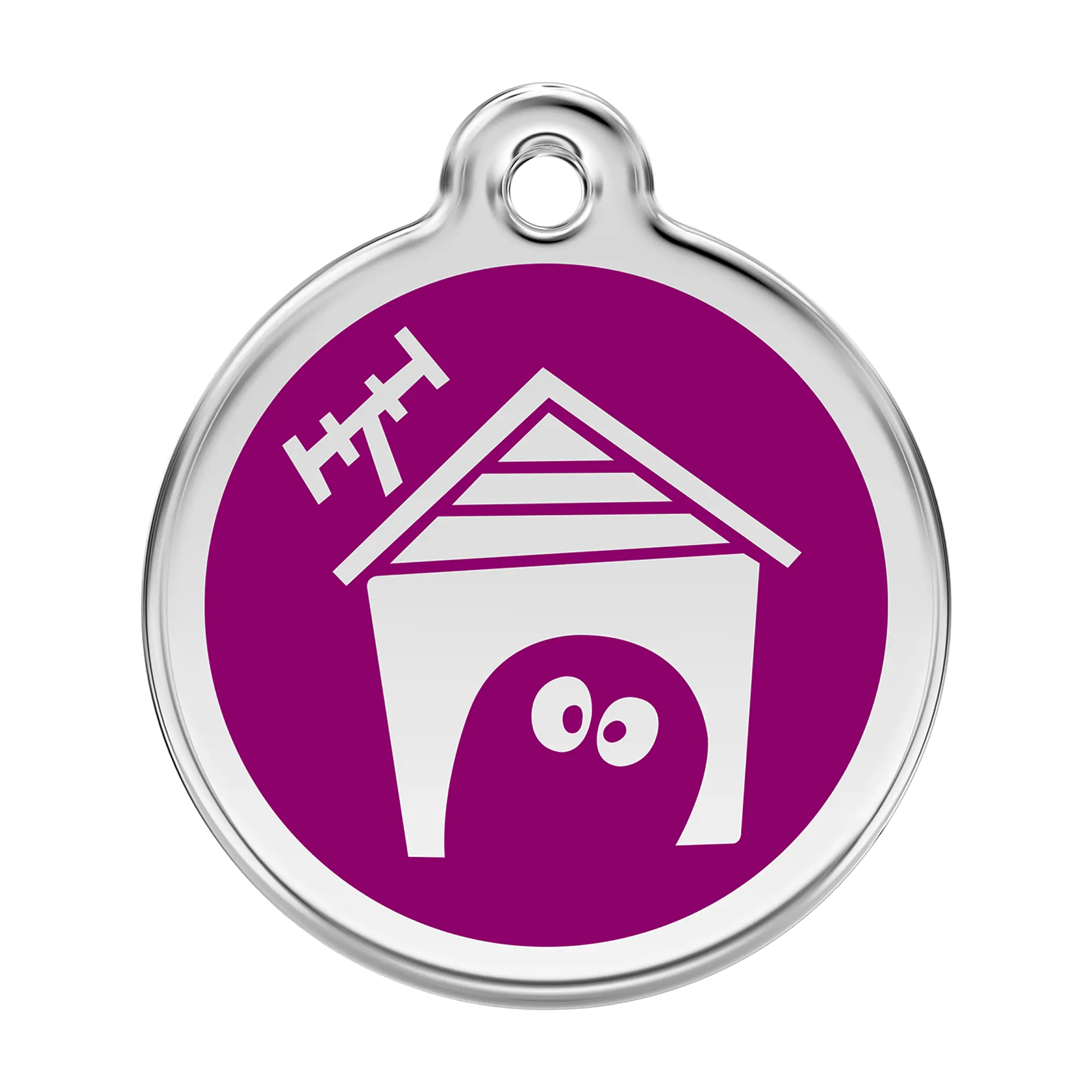 Dog House in Purple Enamel & Stainless Steel pet tag