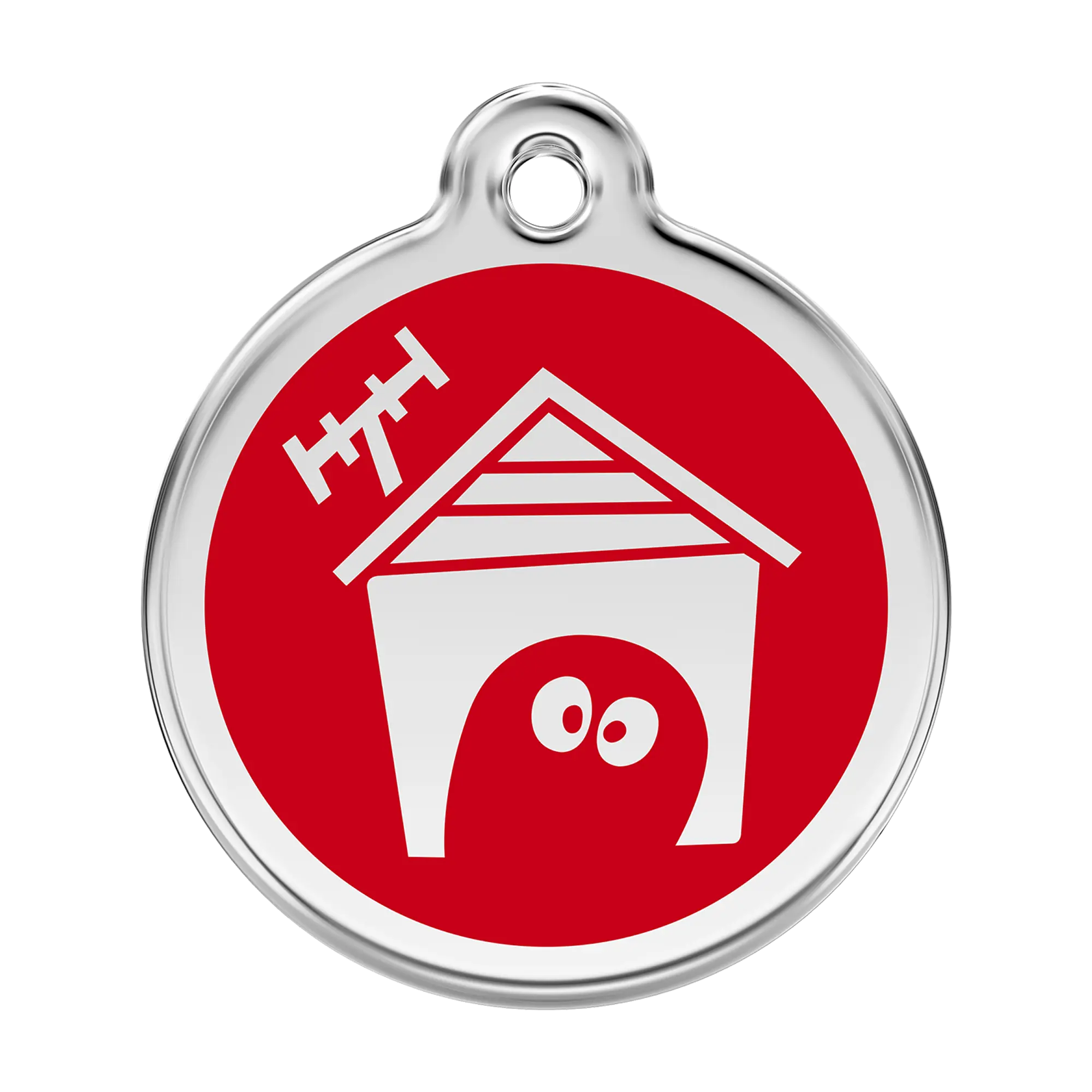 Dog House in Red Enamel & Stainless Steel pet tag