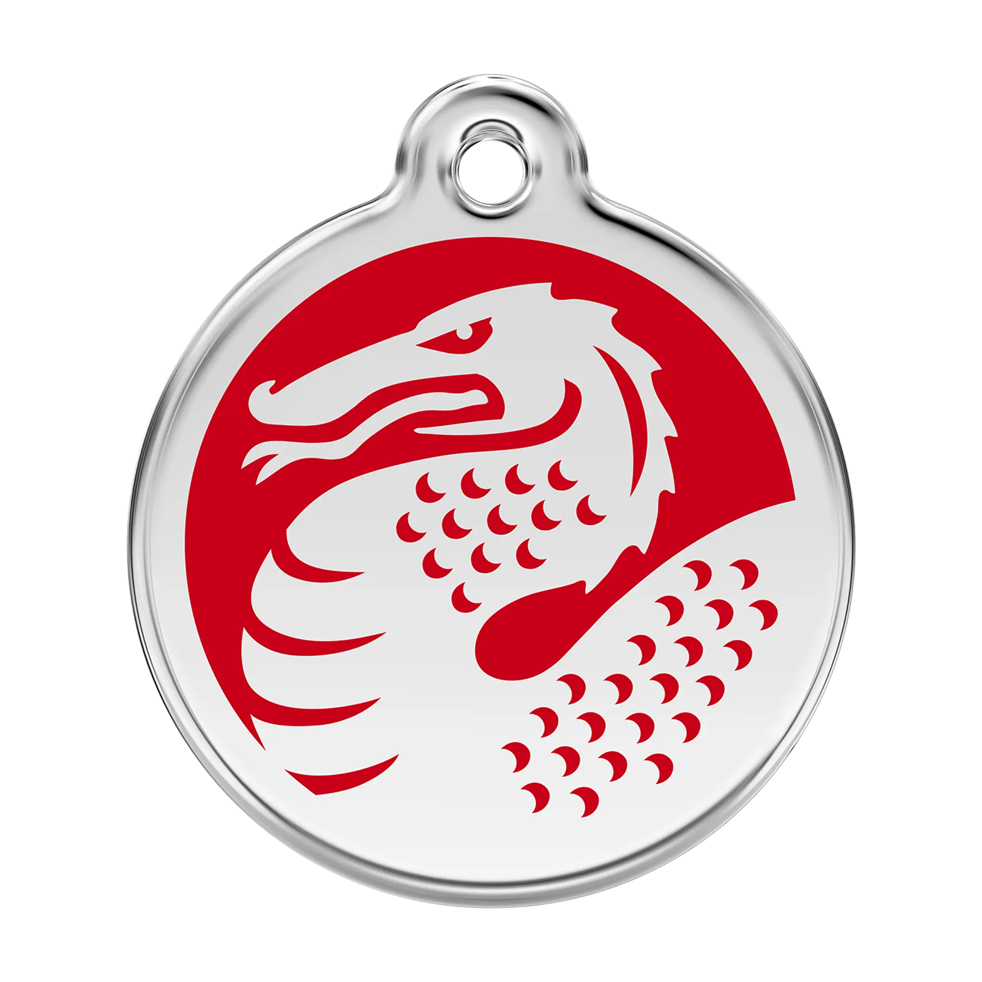 Dragon in Red Enamel & Stainless Steel pet tag