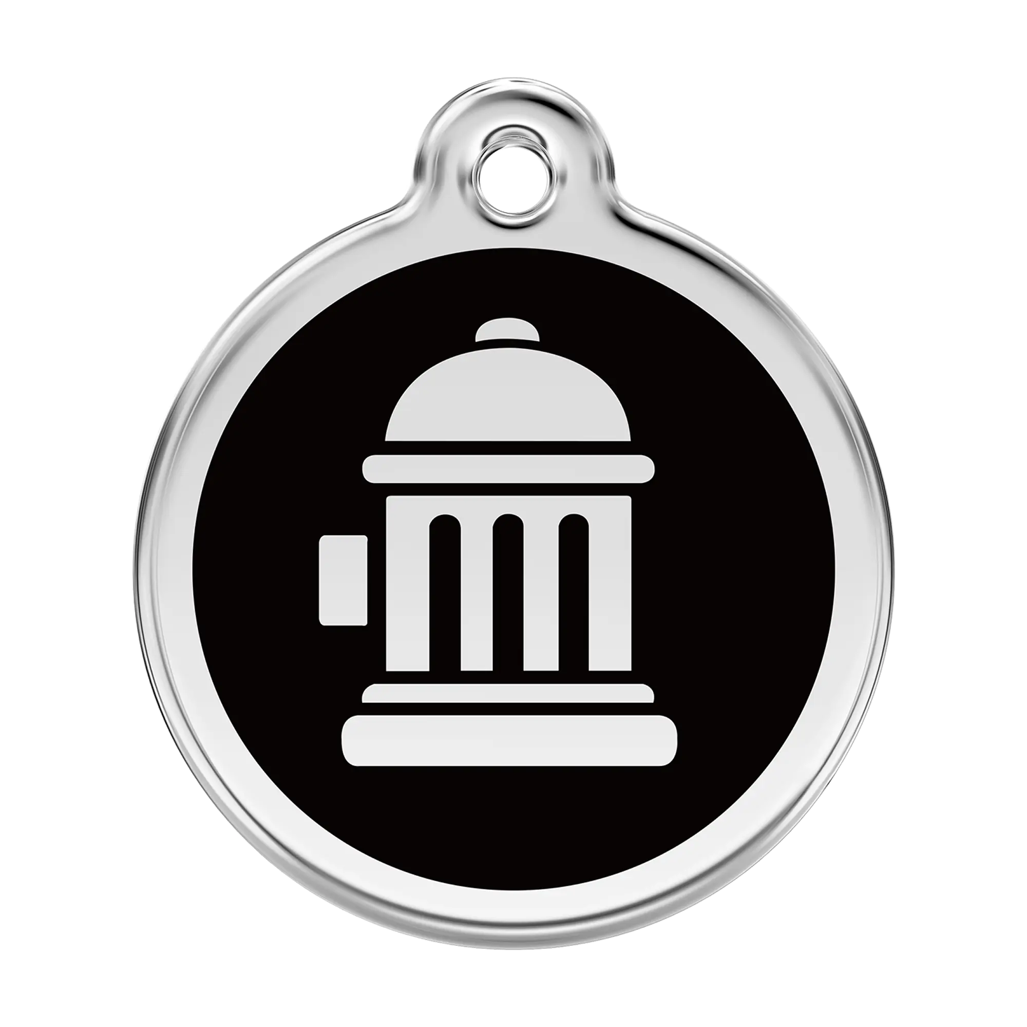 Fire Hydrant in Black Enamel & Stainless Steel pet tag