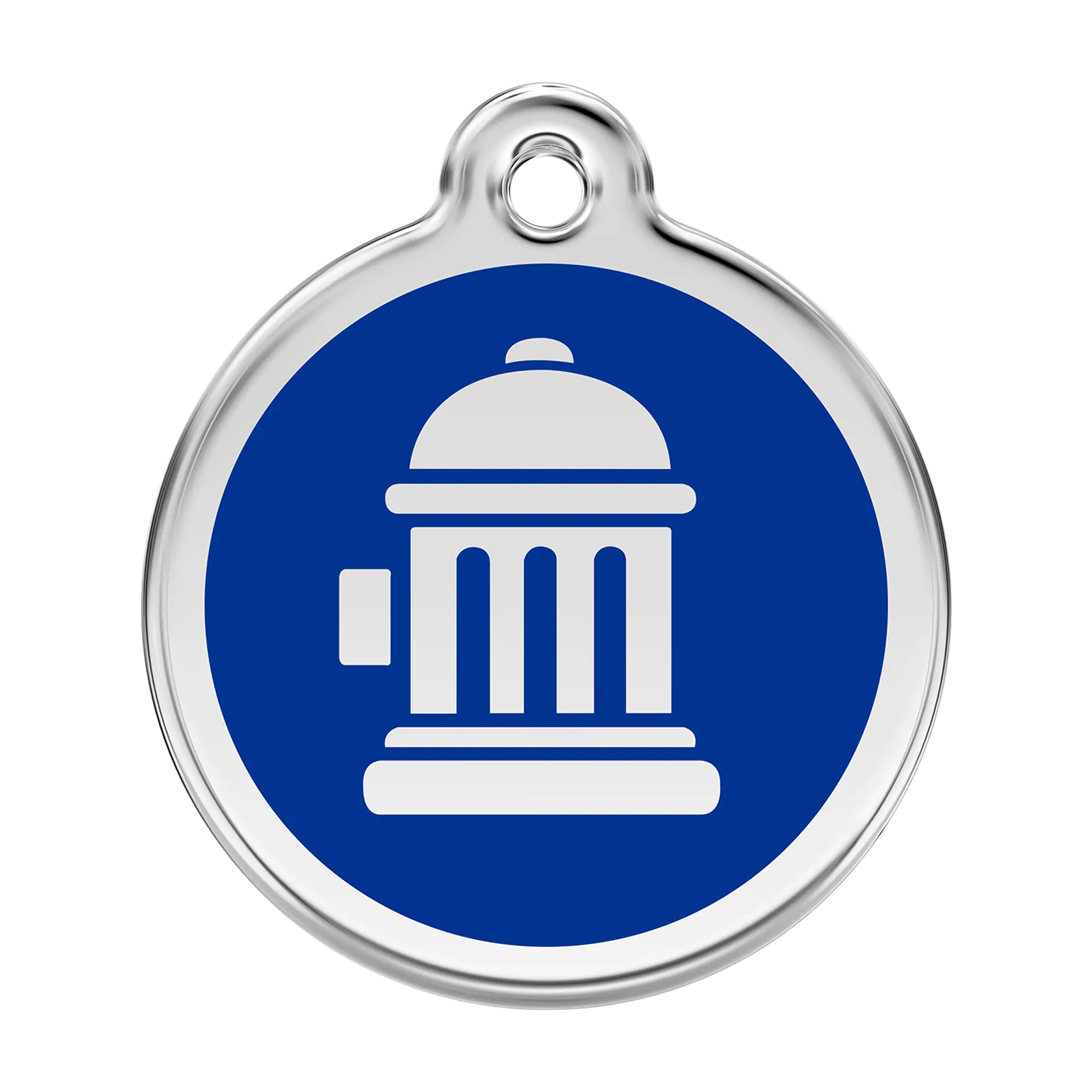 Fire Hydrant in Dark Blue Enamel & Stainless Steel pet tag