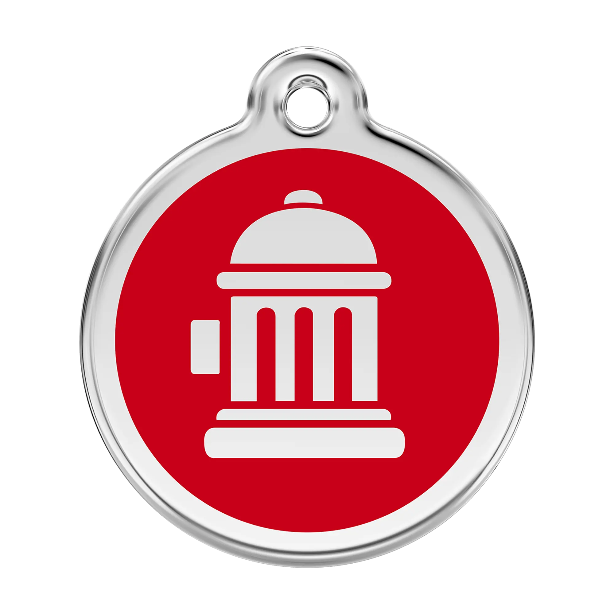 Fire Hydrant in Red Enamel & Stainless Steel pet tag