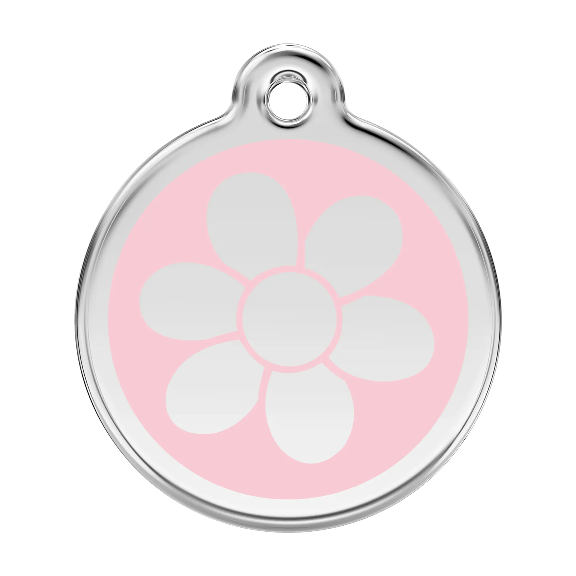 Flower in Pink Enamel & Stainless Steel pet tag