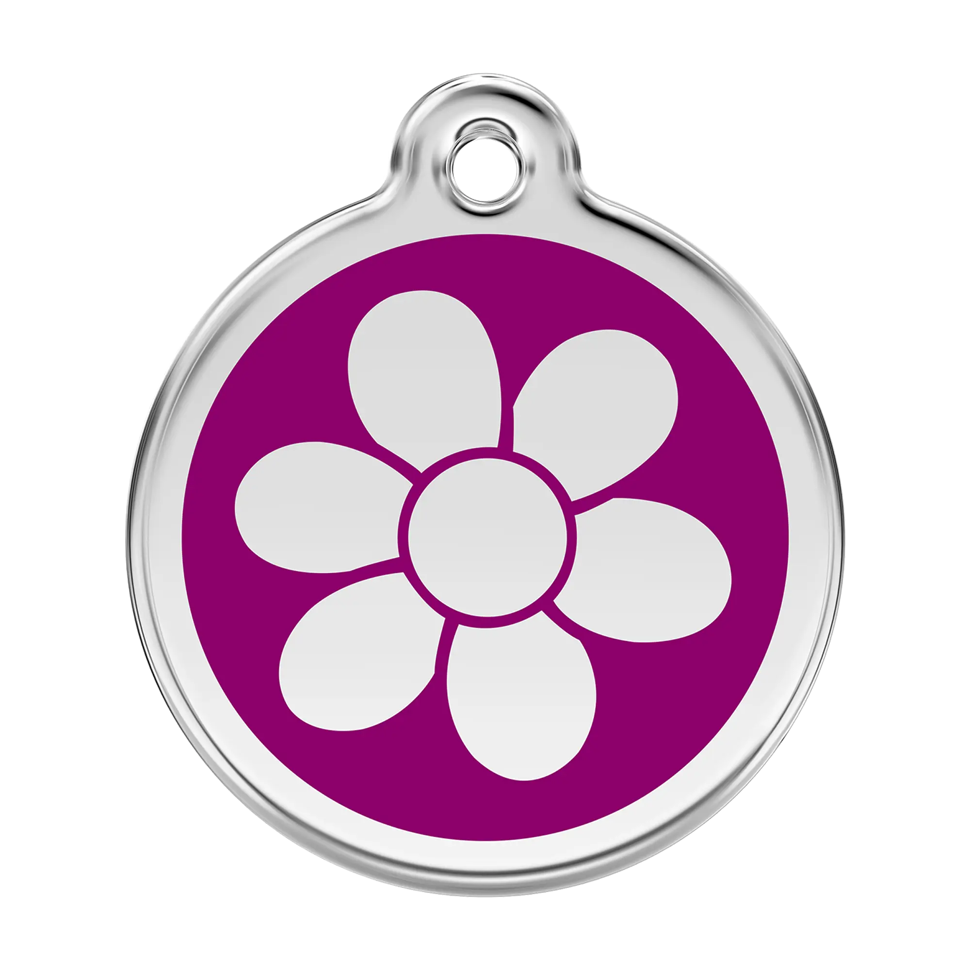 Flower in Purple Enamel & Stainless Steel pet tag