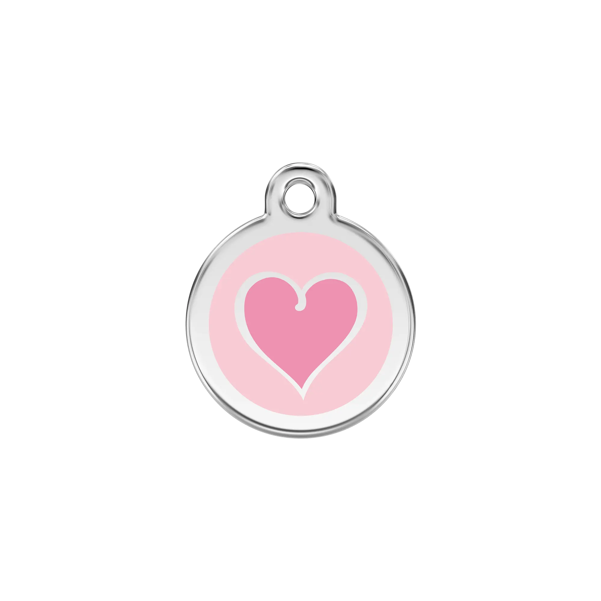 Coloured Heart Pink Enamel & Stainless Steel pet tag