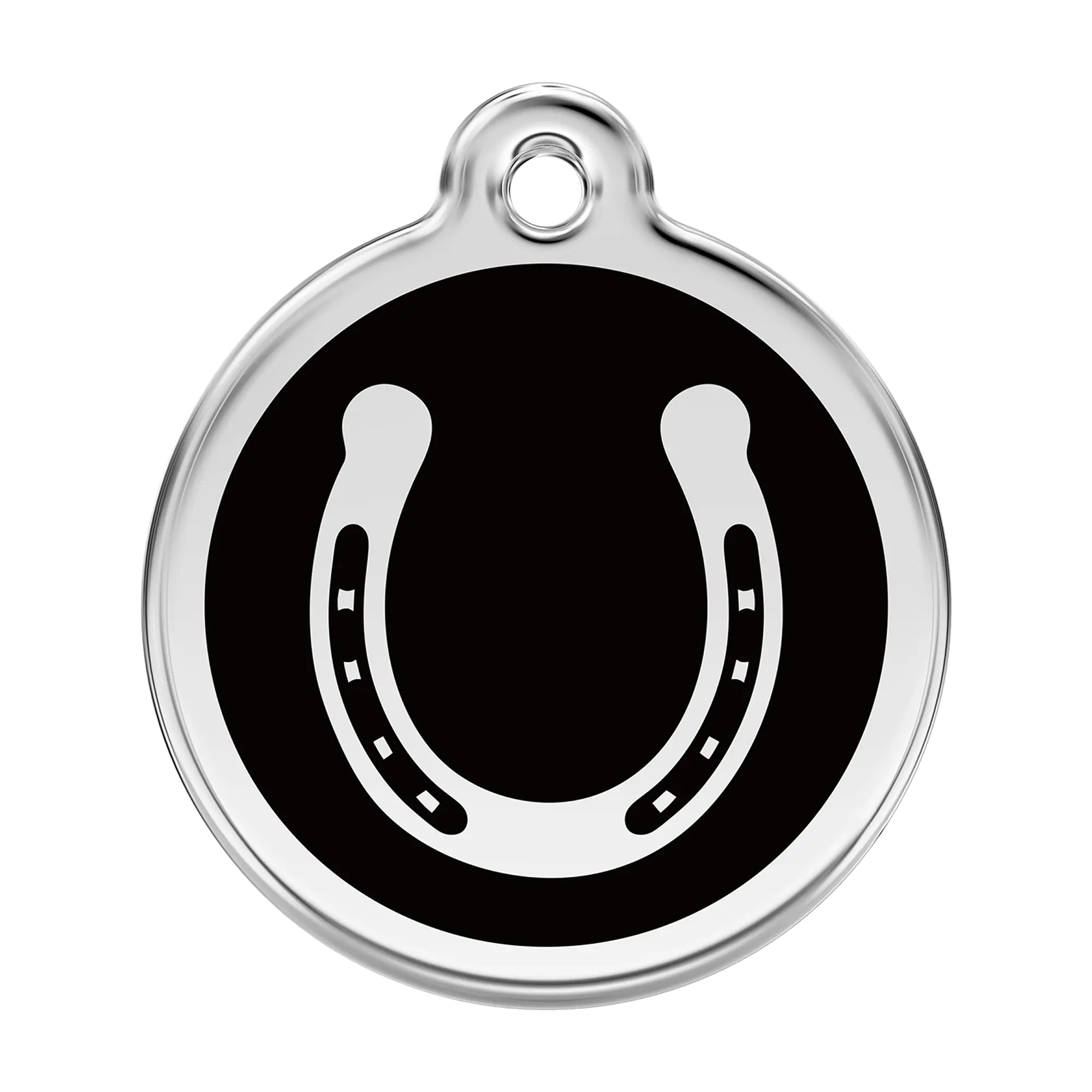 Horseshoe in Black Enamel & Stainless Steel pet tag