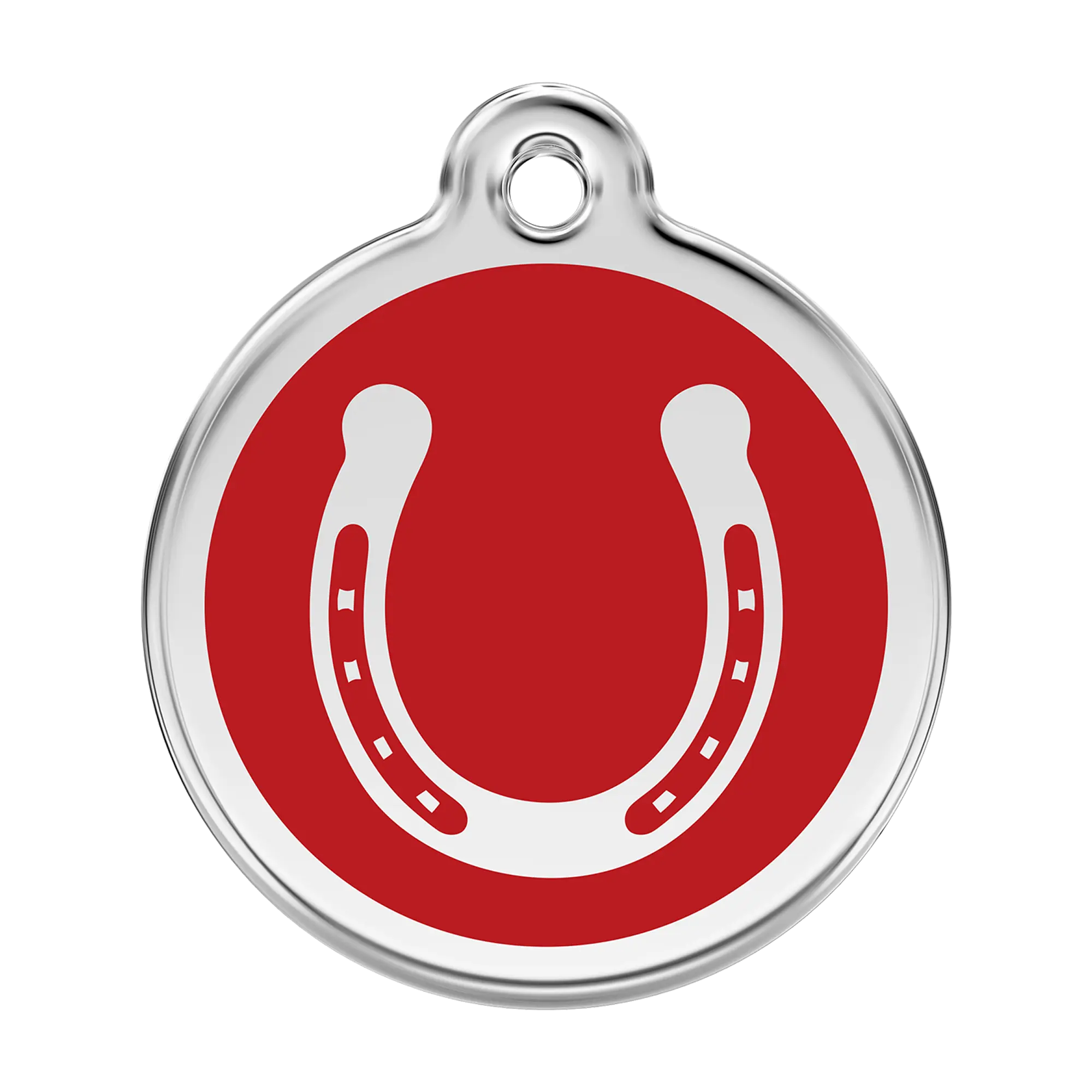 Horseshoe in Red Enamel & Stainless Steel pet tag