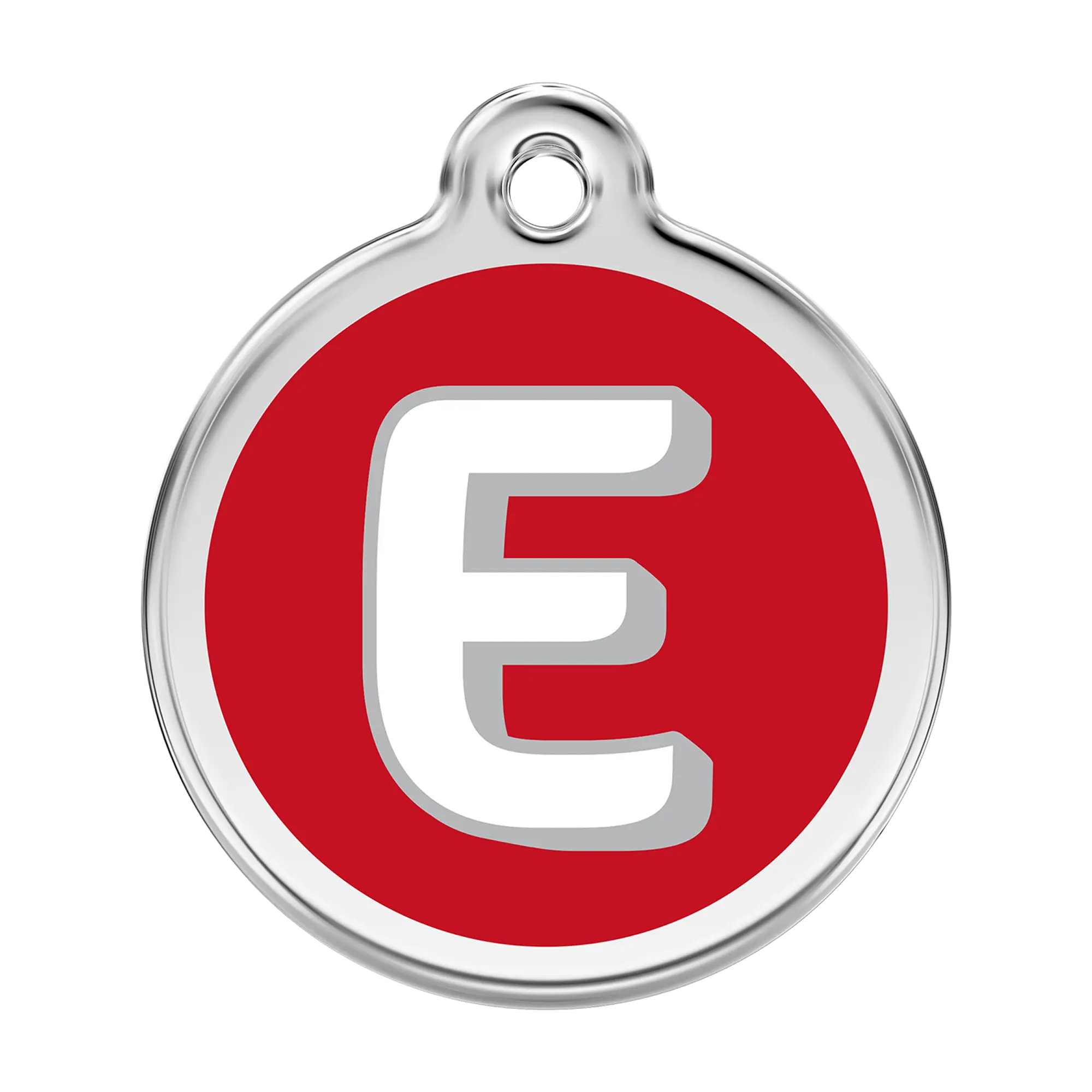 Alphabet Letter E Enamel & Stainless Steel pet tag