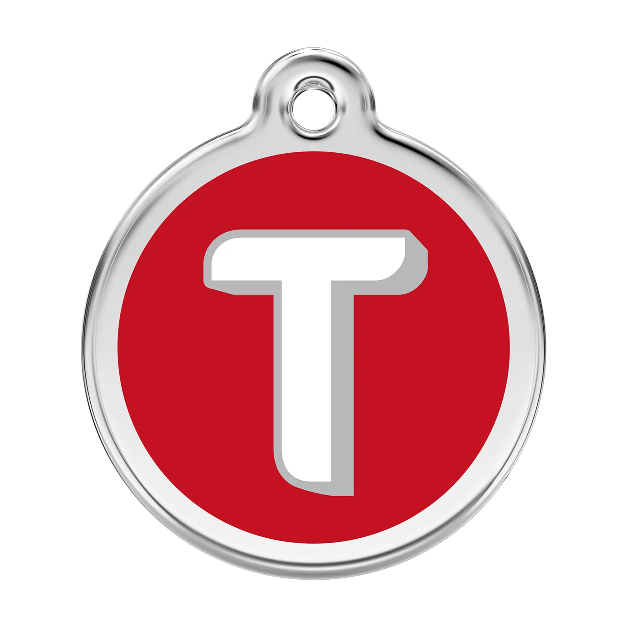 Alphabet Letter T Enamel & Stainless Steel pet tag