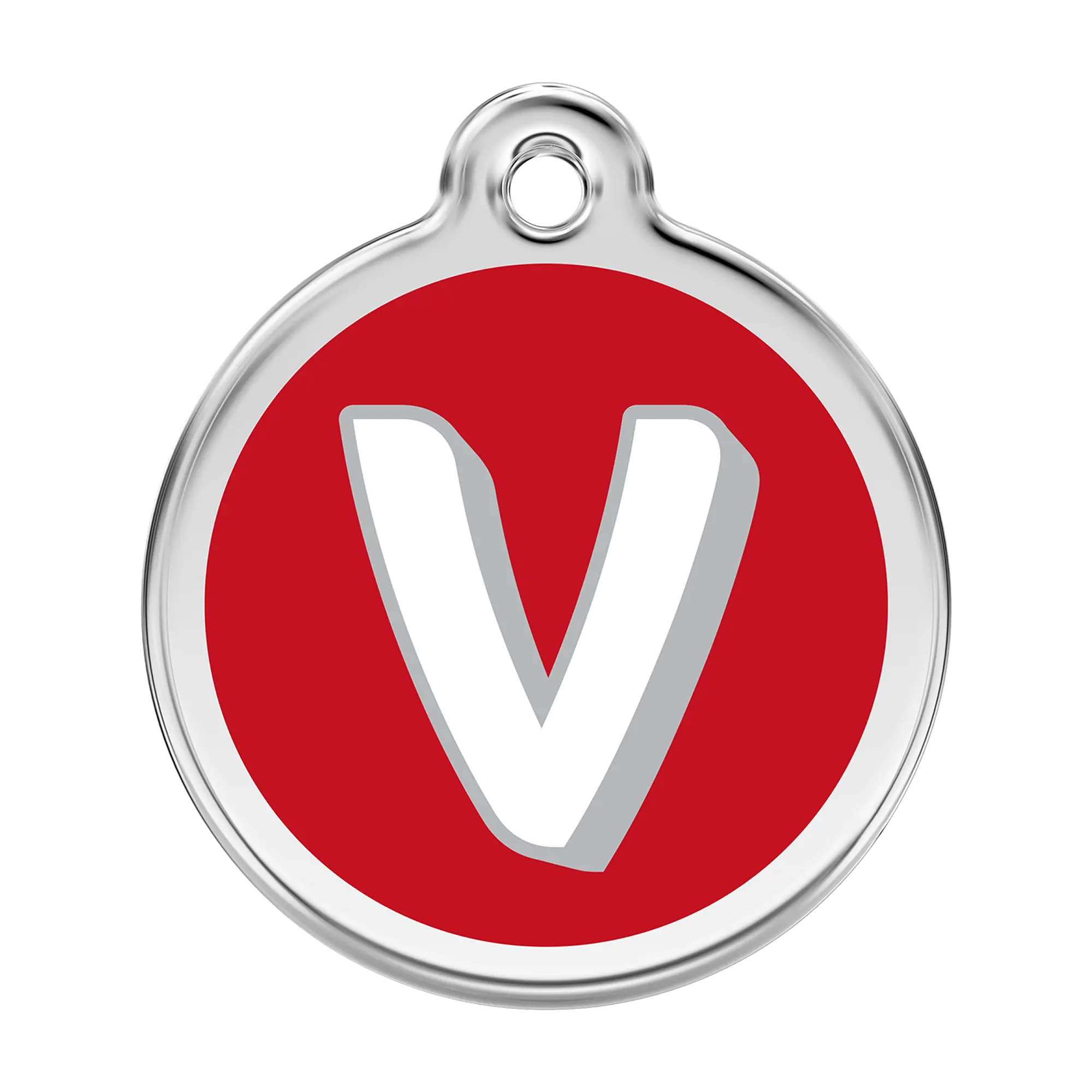 Alphabet Letter V Enamel & Stainless Steel pet tag