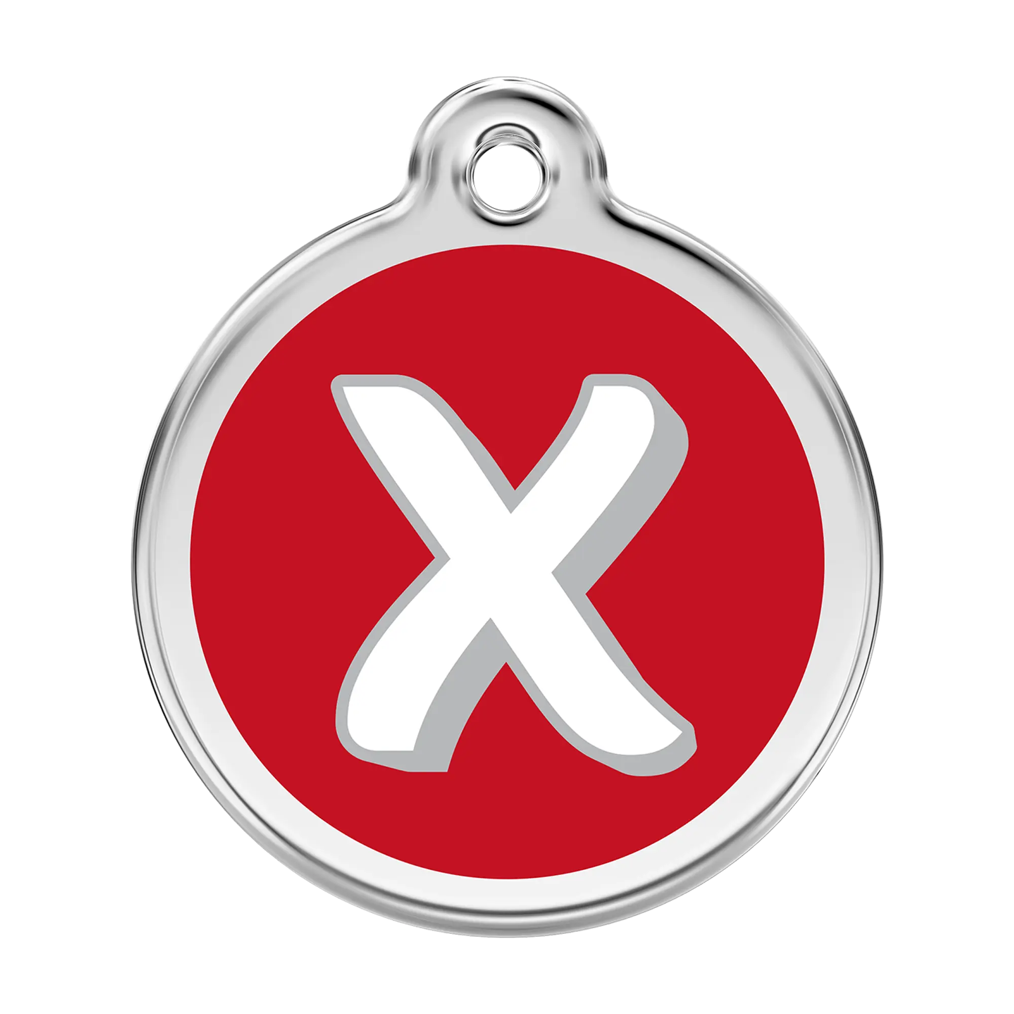Alphabet Letter X Enamel & Stainless Steel pet tag