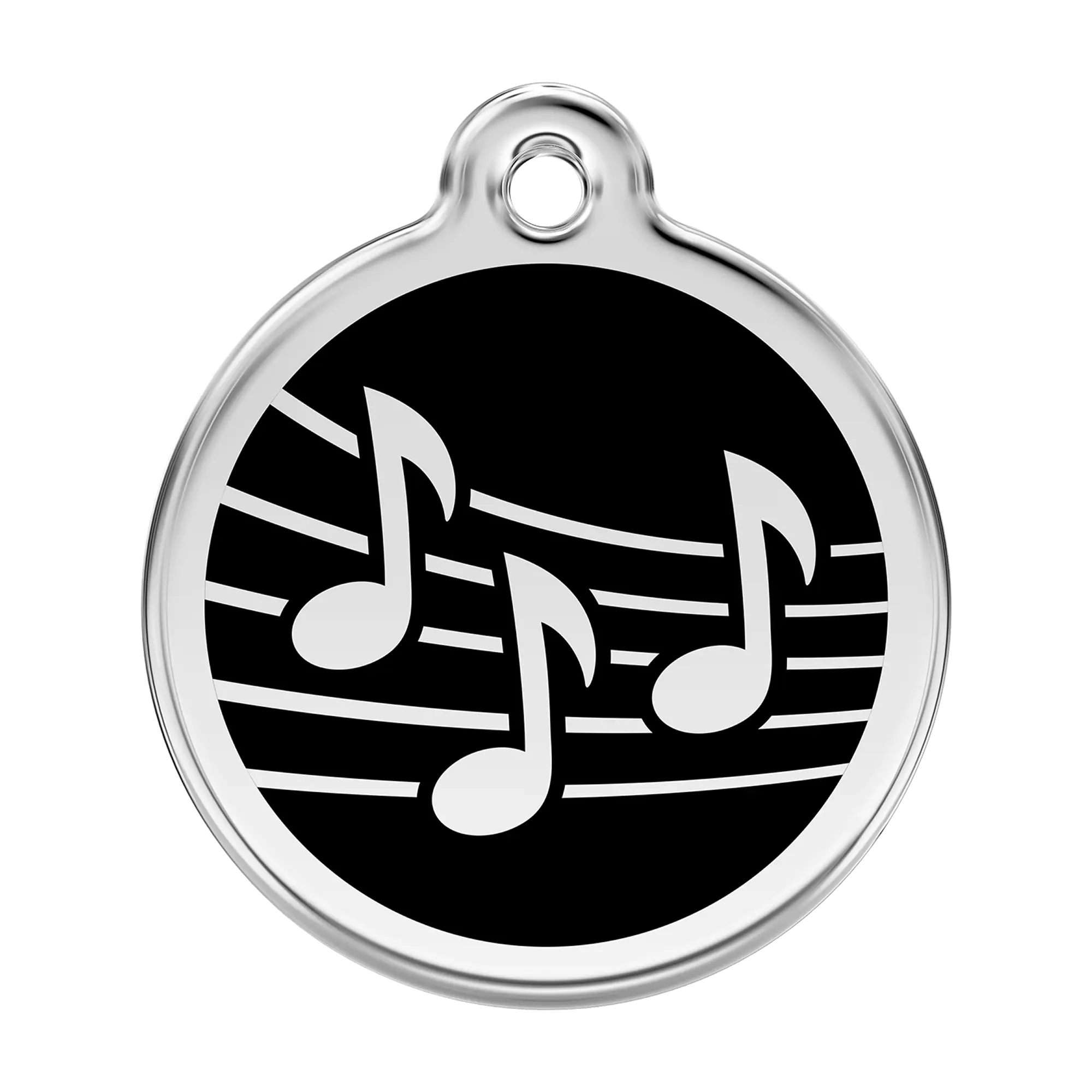 Music in Black Enamel & Stainless Steel pet tag