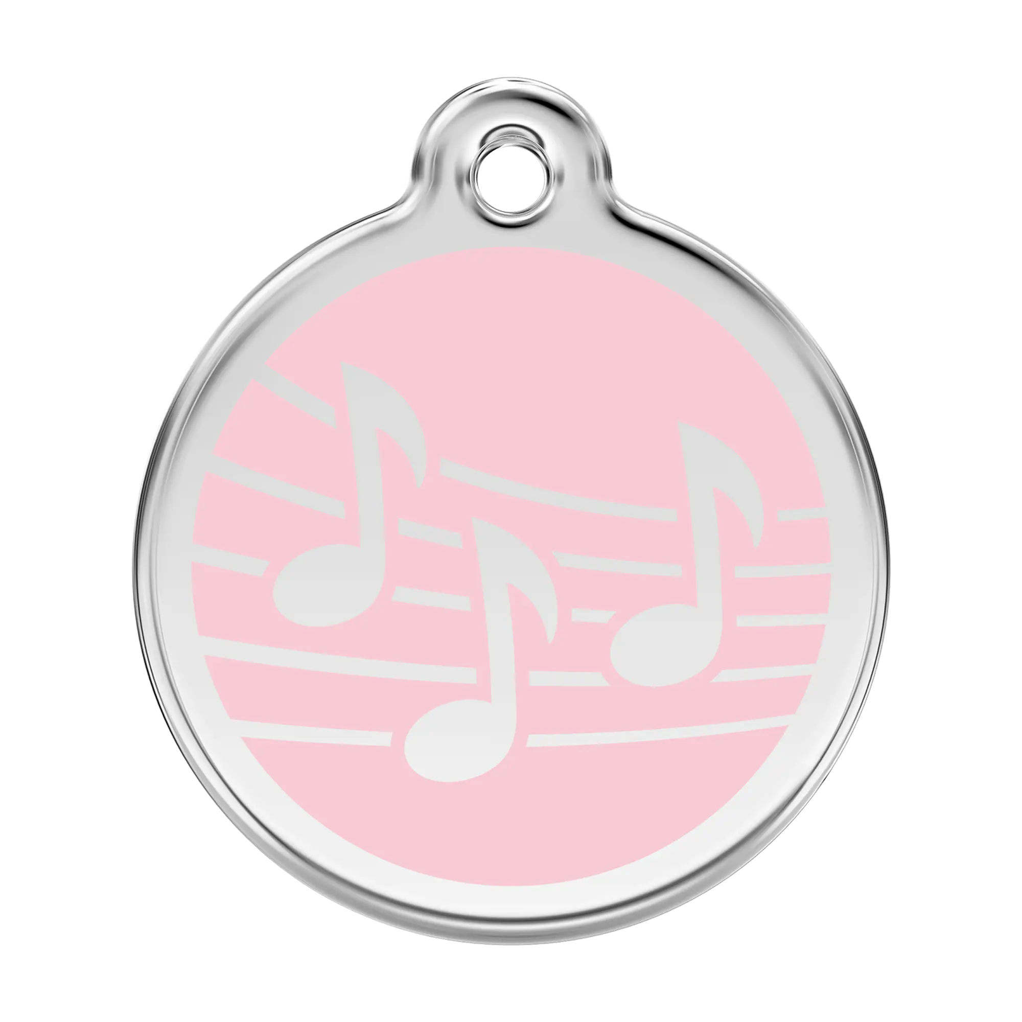 Music in Pink Enamel & Stainless Steel pet tag