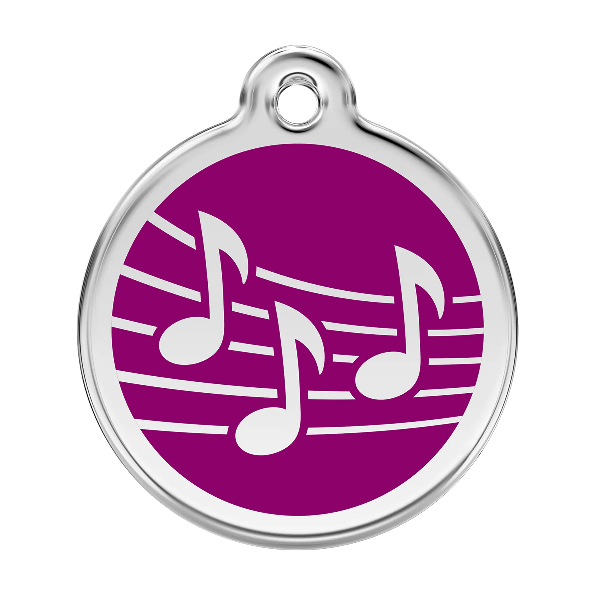 Music in Purple Enamel & Stainless Steel pet tag