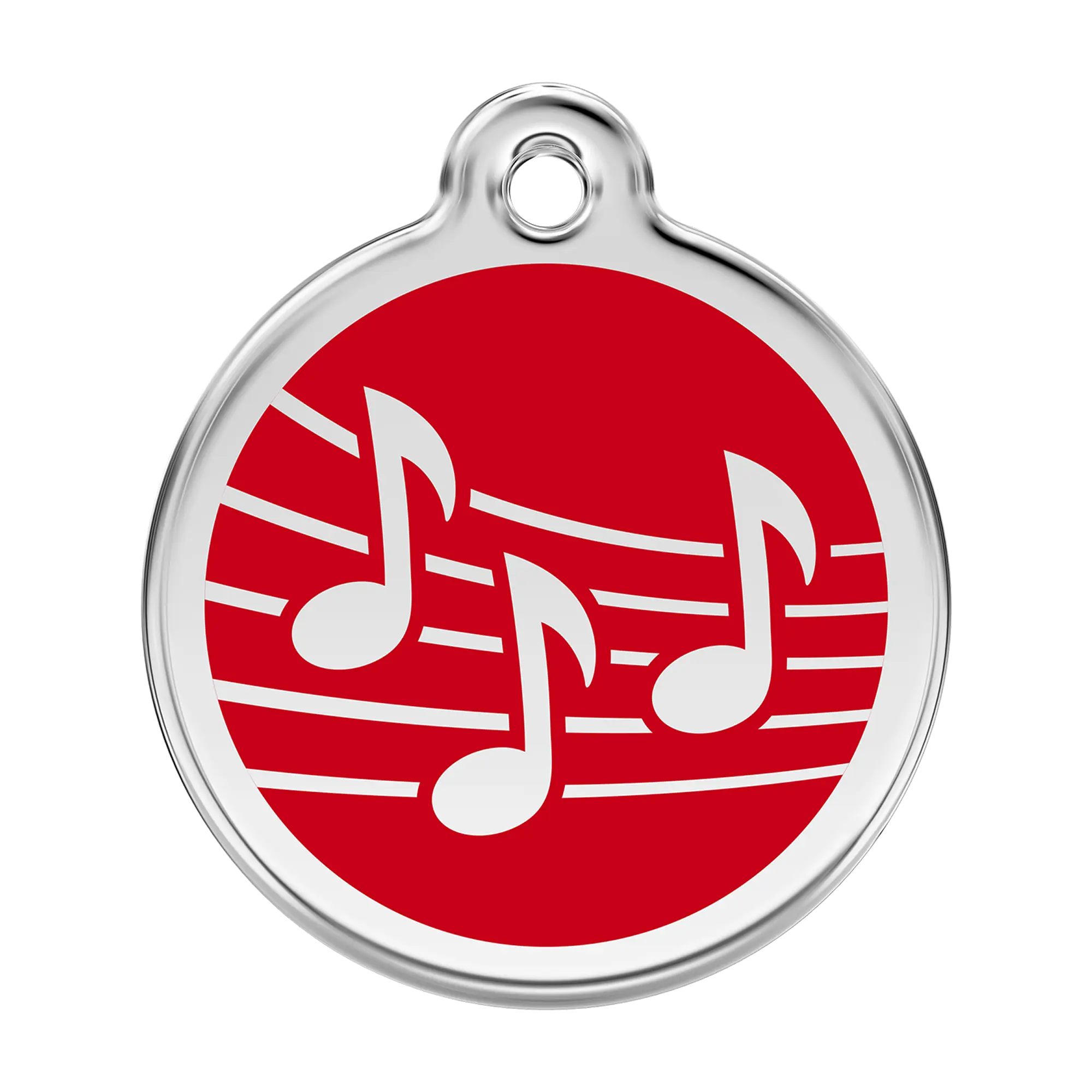 Music in Red Enamel & Stainless Steel pet tag