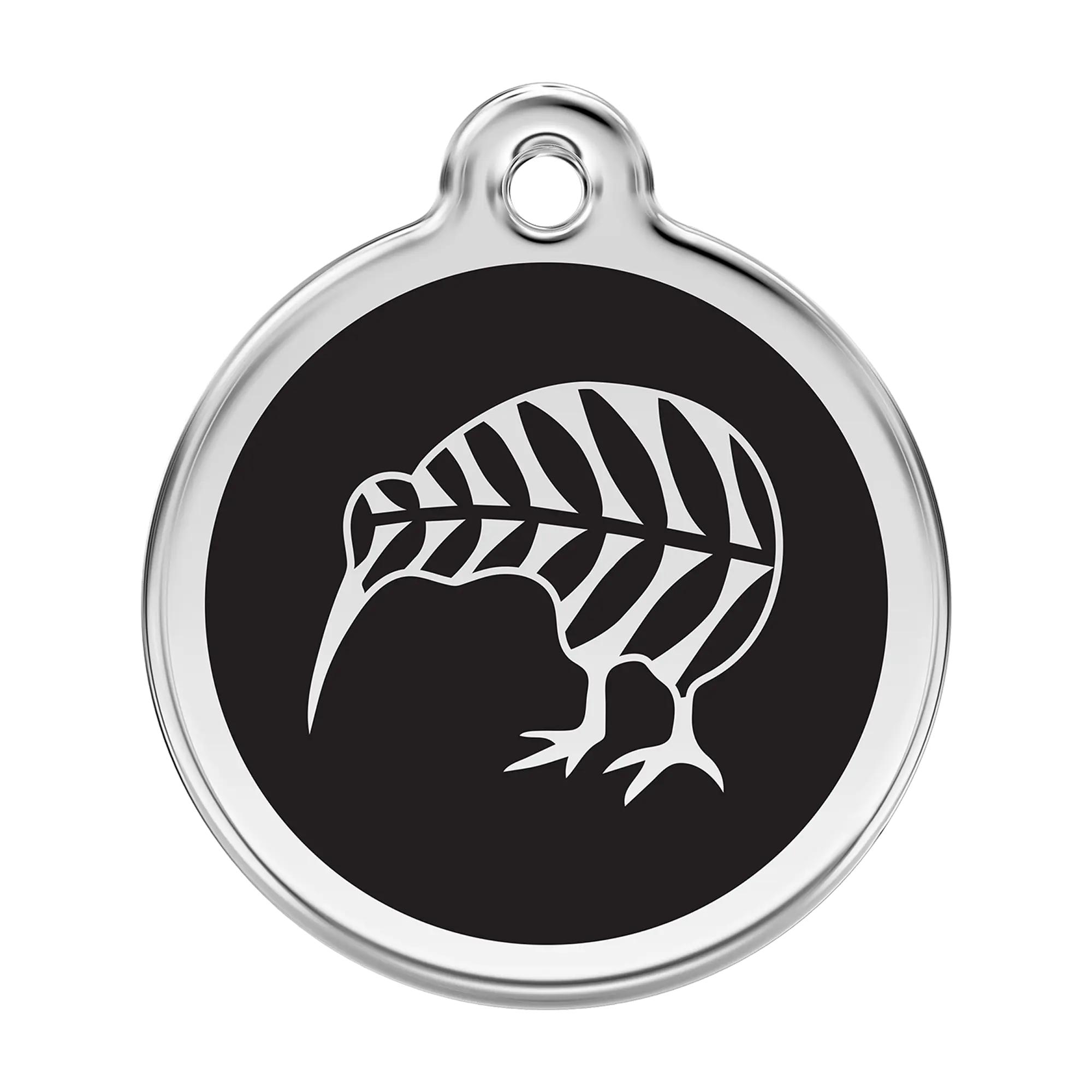 Kiwi in Black Enamel & Stainless Steel pet tag