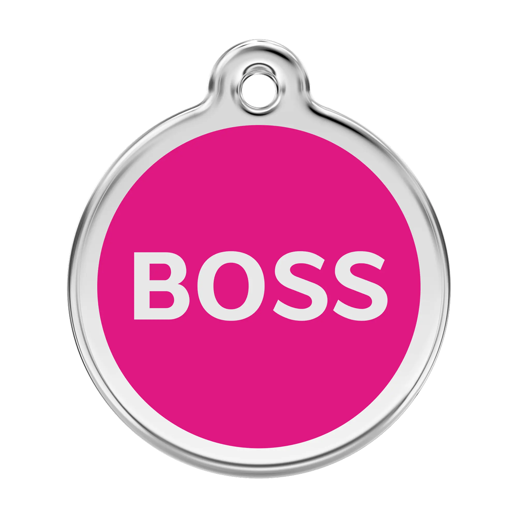 Boss Hot Pink Enamel & Stainless Steel pet tag