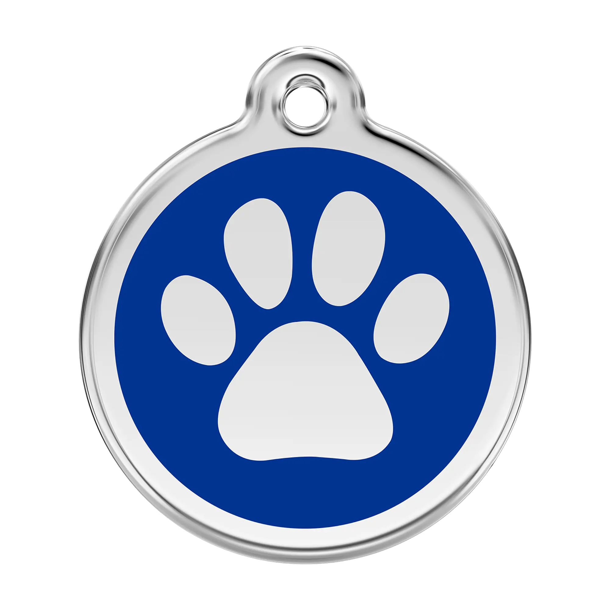 Pawprint in Dark Blue Enamel & Stainless Steel pet tag