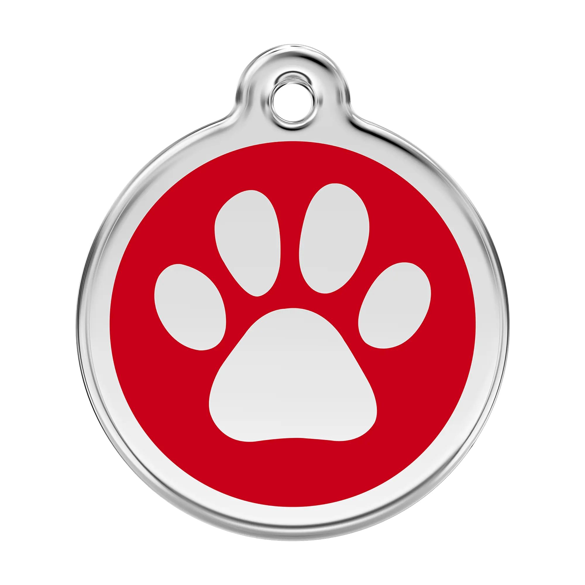 Pawprint in Red Enamel & Stainless Steel pet tag