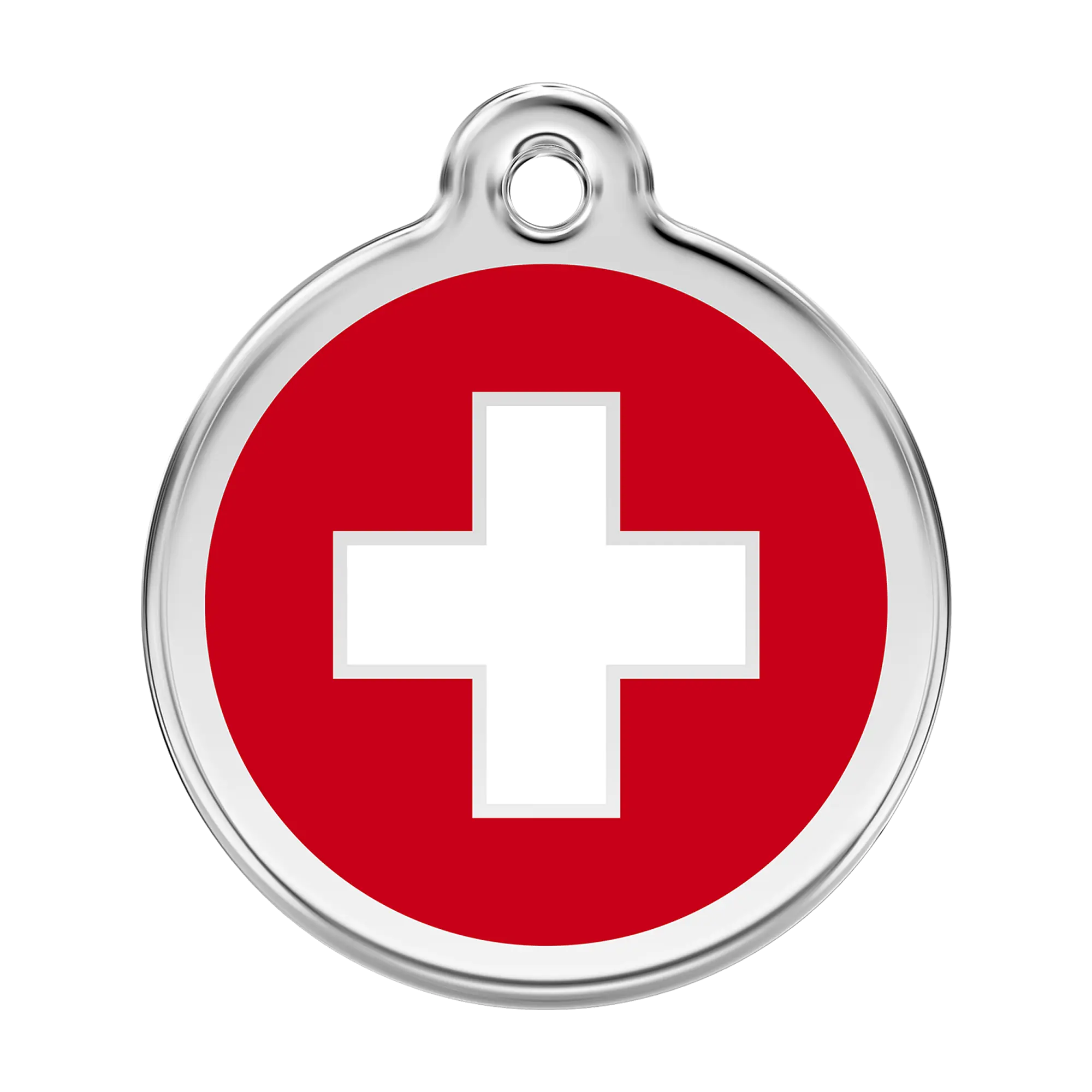 Swiss Cross Enamel & Stainless Steel pet tag