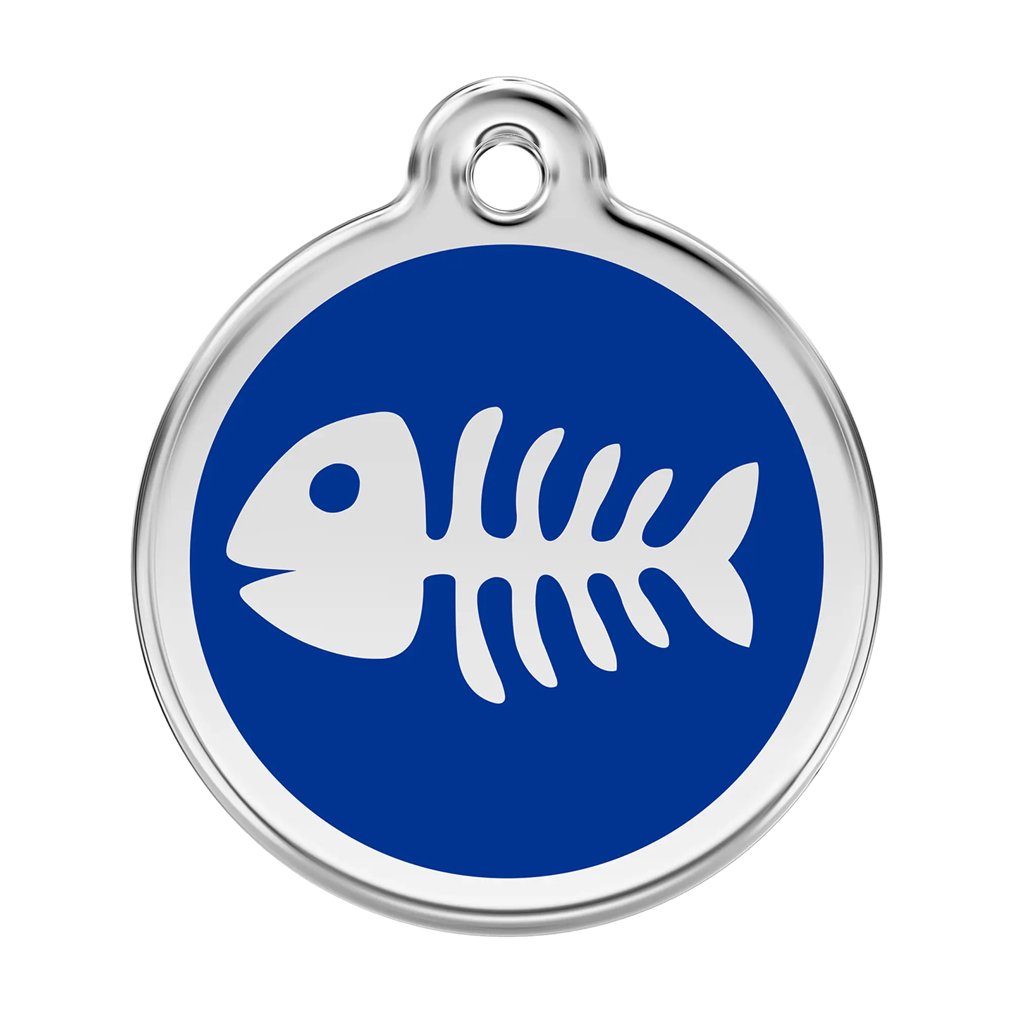Fish Skeleton in Dark Blue Enamel & Stainless Steel pet tag