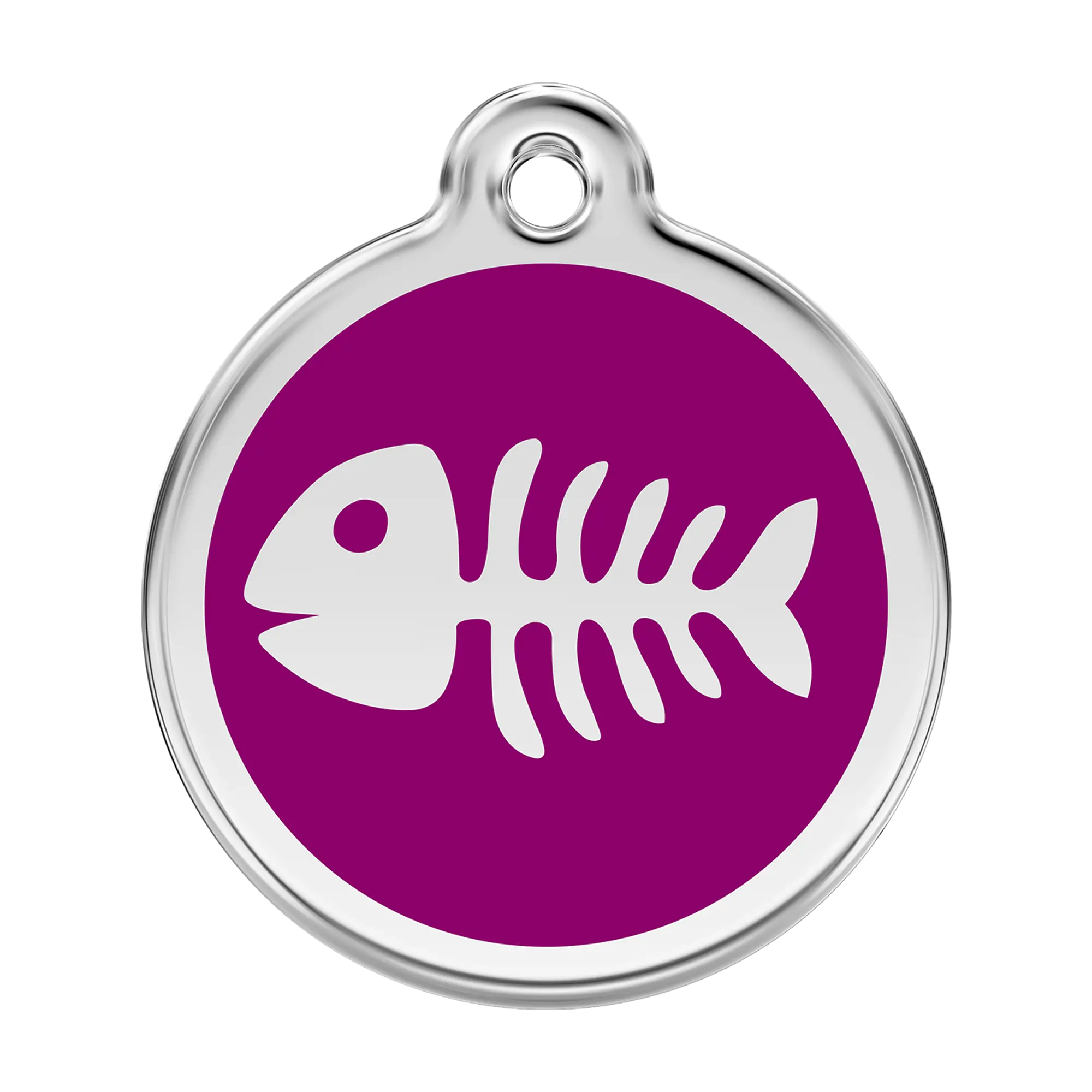 Fish Skeleton in Purple Enamel & Stainless Steel pet tag