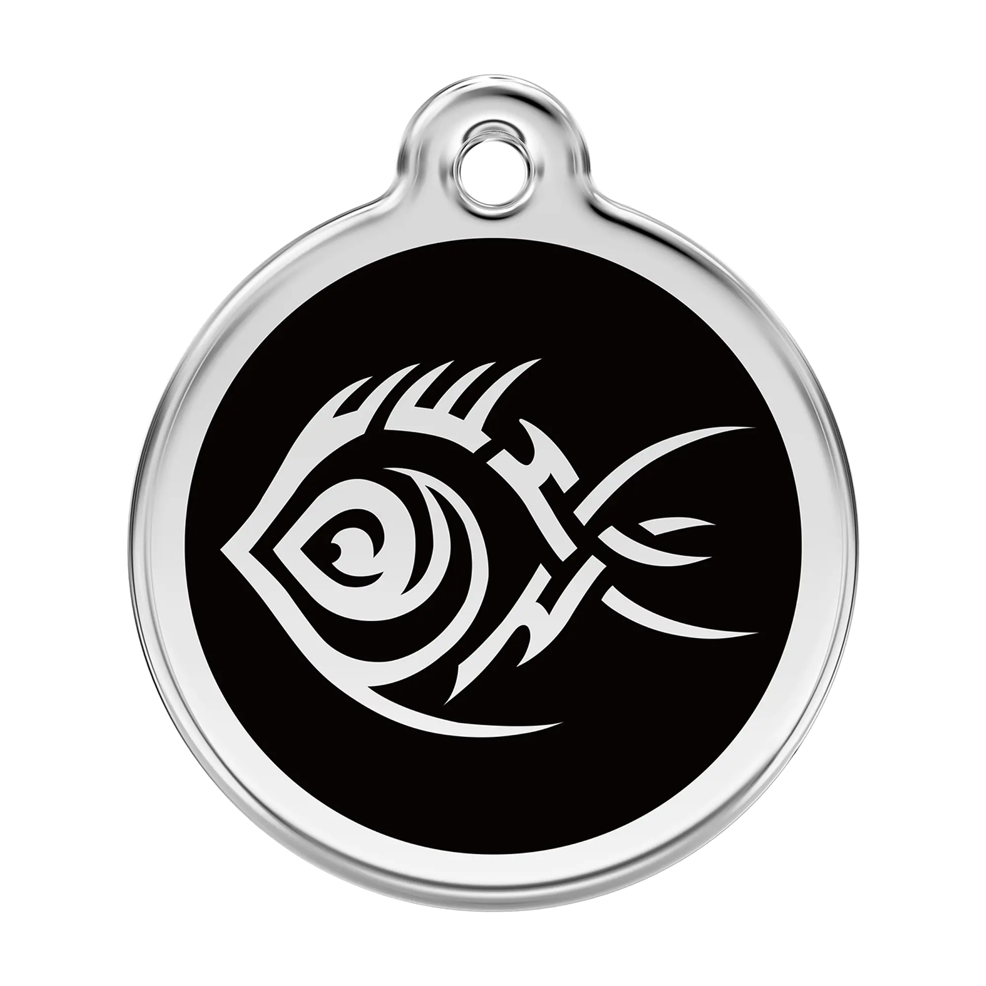 Tribal Fish in Black Enamel & Stainless Steel pet tag