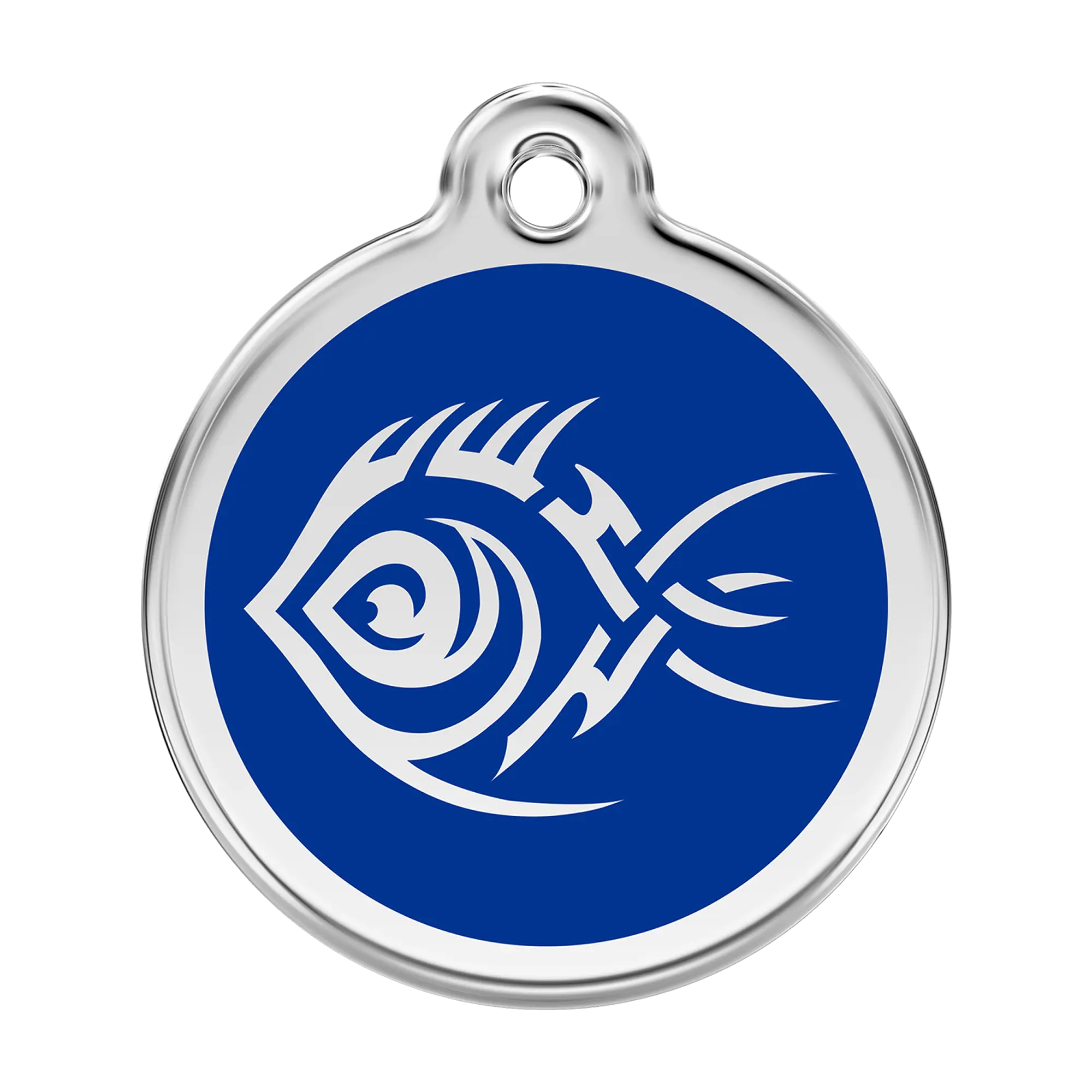 Tribal Fish in Dark Blue Enamel & Stainless Steel pet tag
