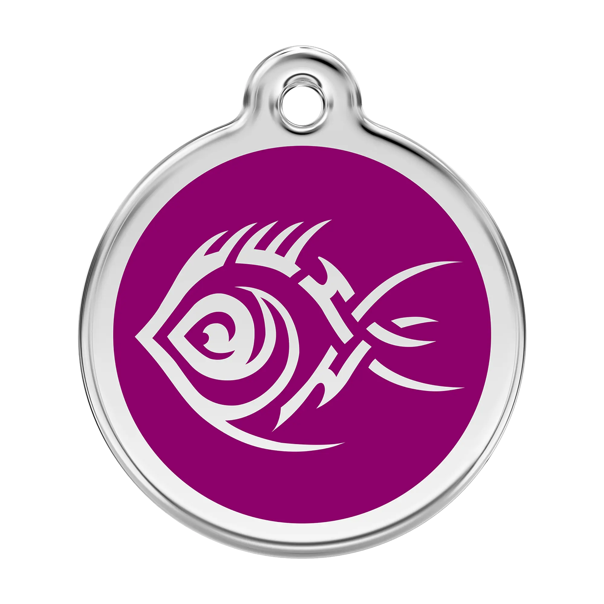 Tribal Fish in Purple Enamel & Stainless Steel pet tag