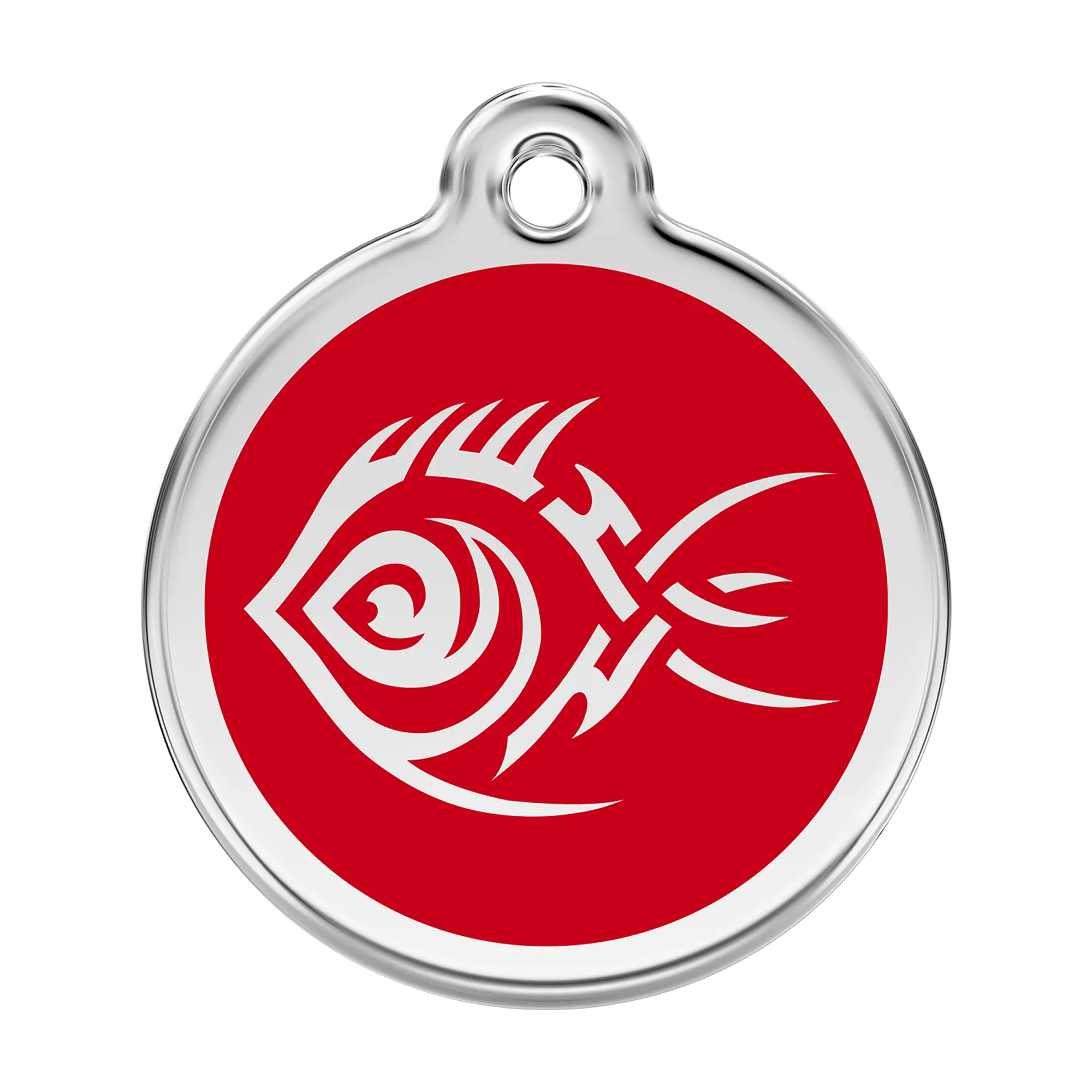 Tribal Fish in Red Enamel & Stainless Steel pet tag