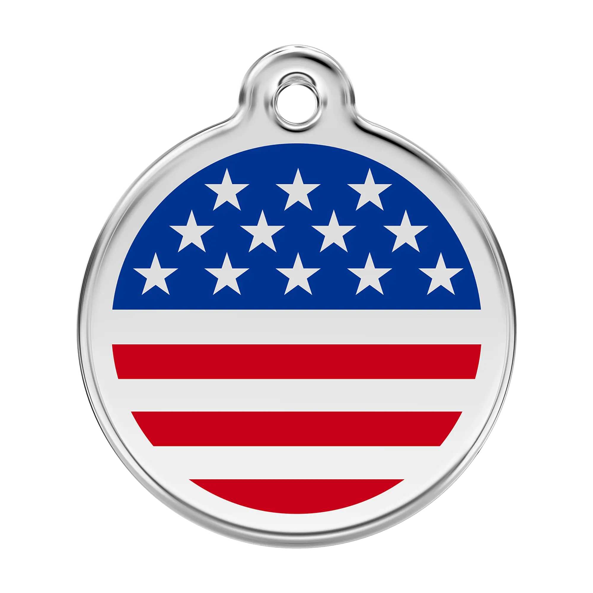 Stars & Stripes US Flag Enamel & Stainless Steel pet tag