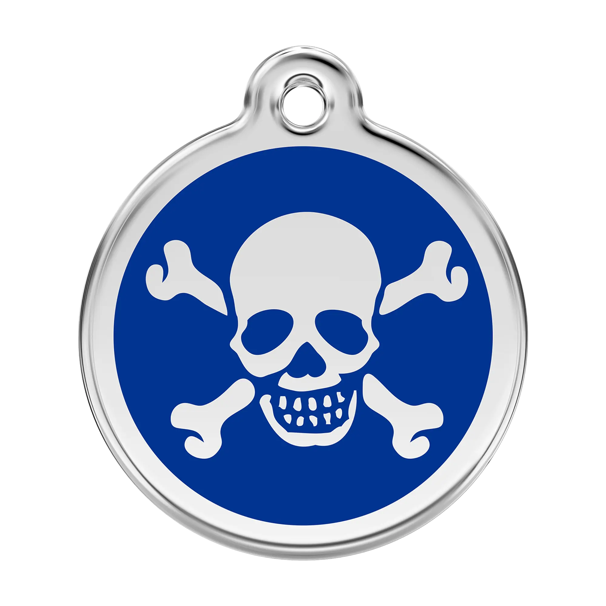 Skull & Crossbones in Dark Blue Enamel & Stainless Steel pet tag