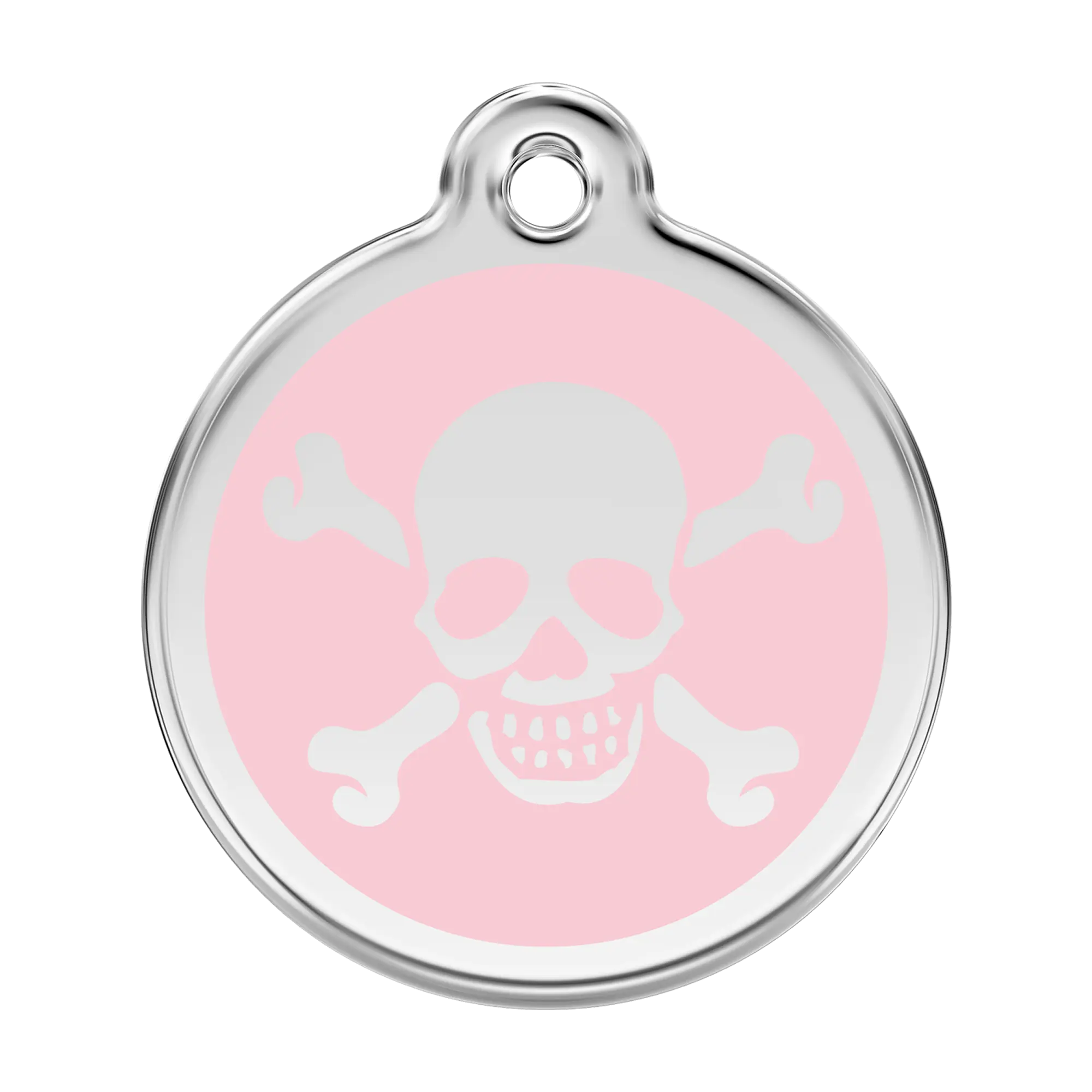 Skull & Crossbones in Pink Enamel & Stainless Steel pet tag