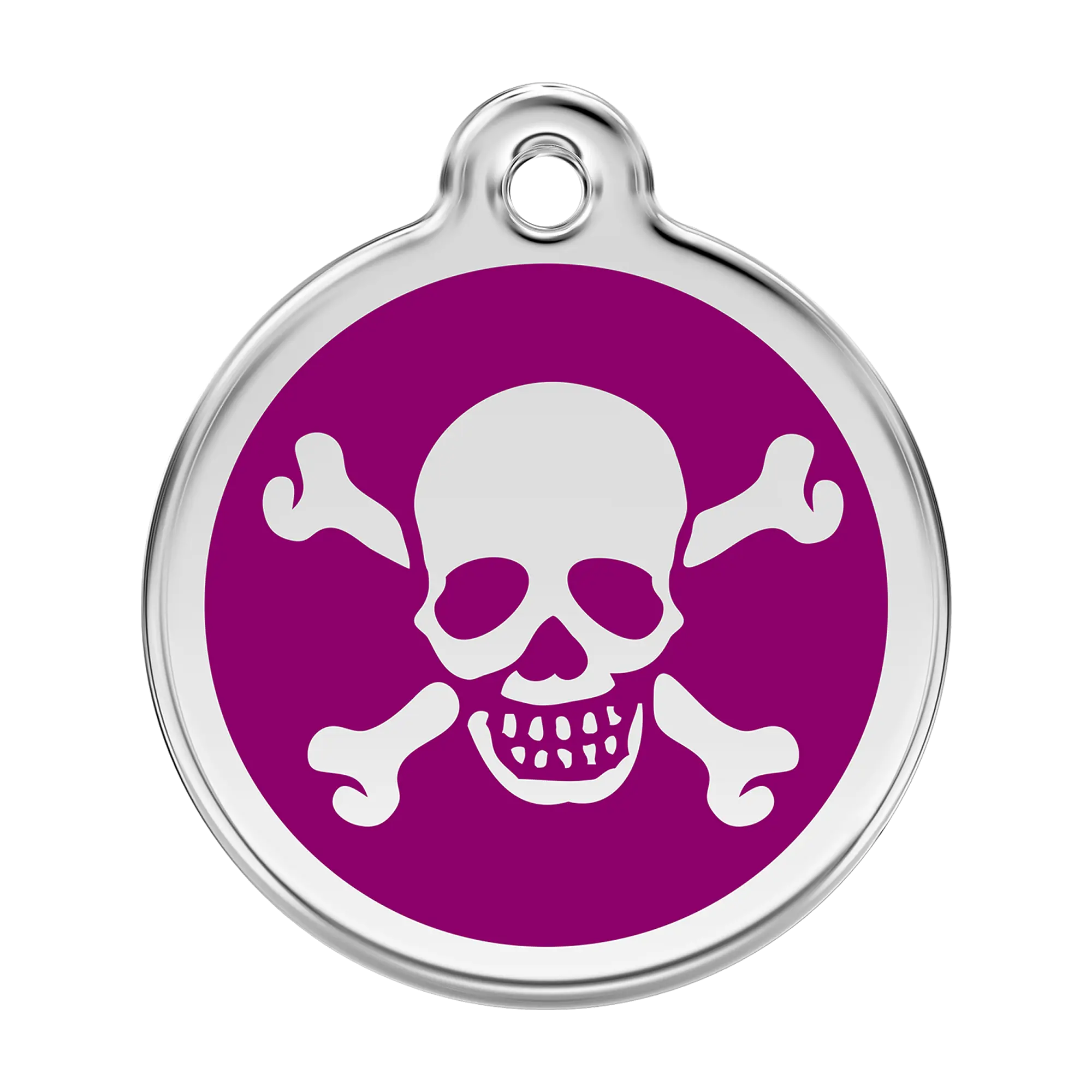 Skull & Crossbones in Purple Enamel & Stainless Steel pet tag